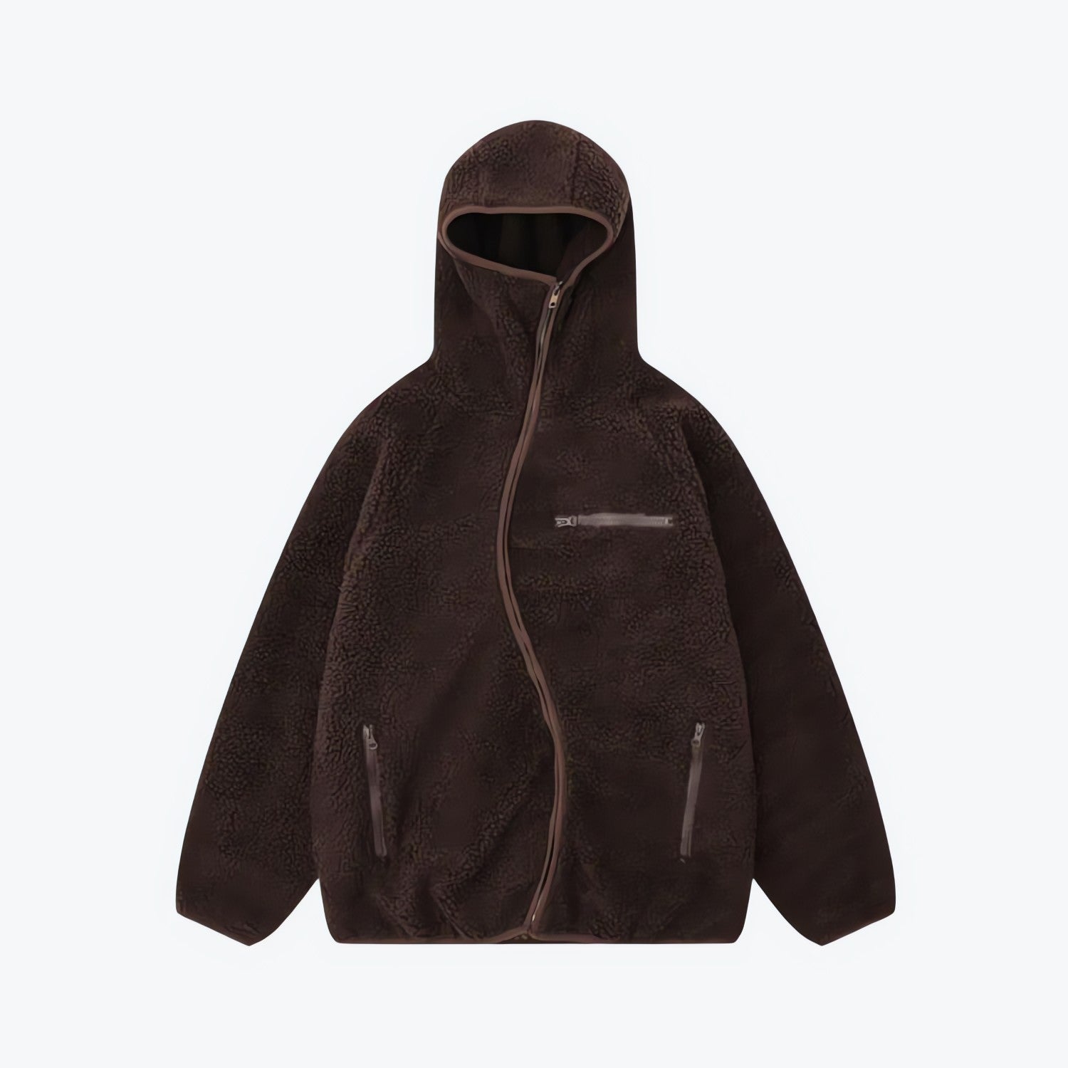 Funnel Neck Zip-Up Teddy Hoodie - KAYSMAR
