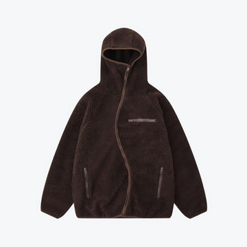 Funnel Neck Zip-Up Teddy Hoodie - KAYSMAR