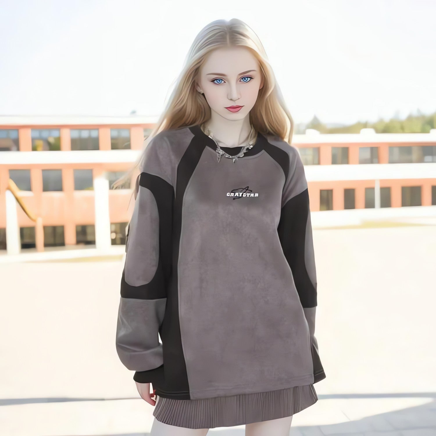 Geometric Shaped Graystar Sweatshirt - KAYSMAR