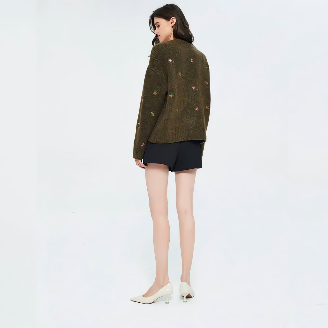 Goblincore Leaf Embroidery Cardigan - KAYSMAR