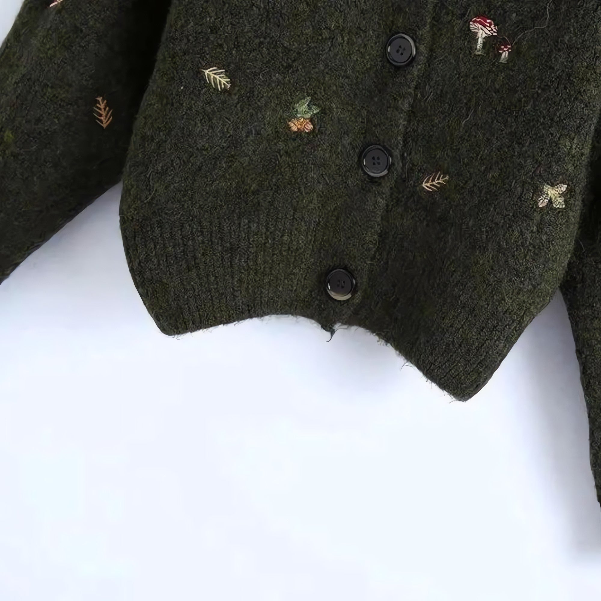 Goblincore Leaf Embroidery Cardigan - KAYSMAR