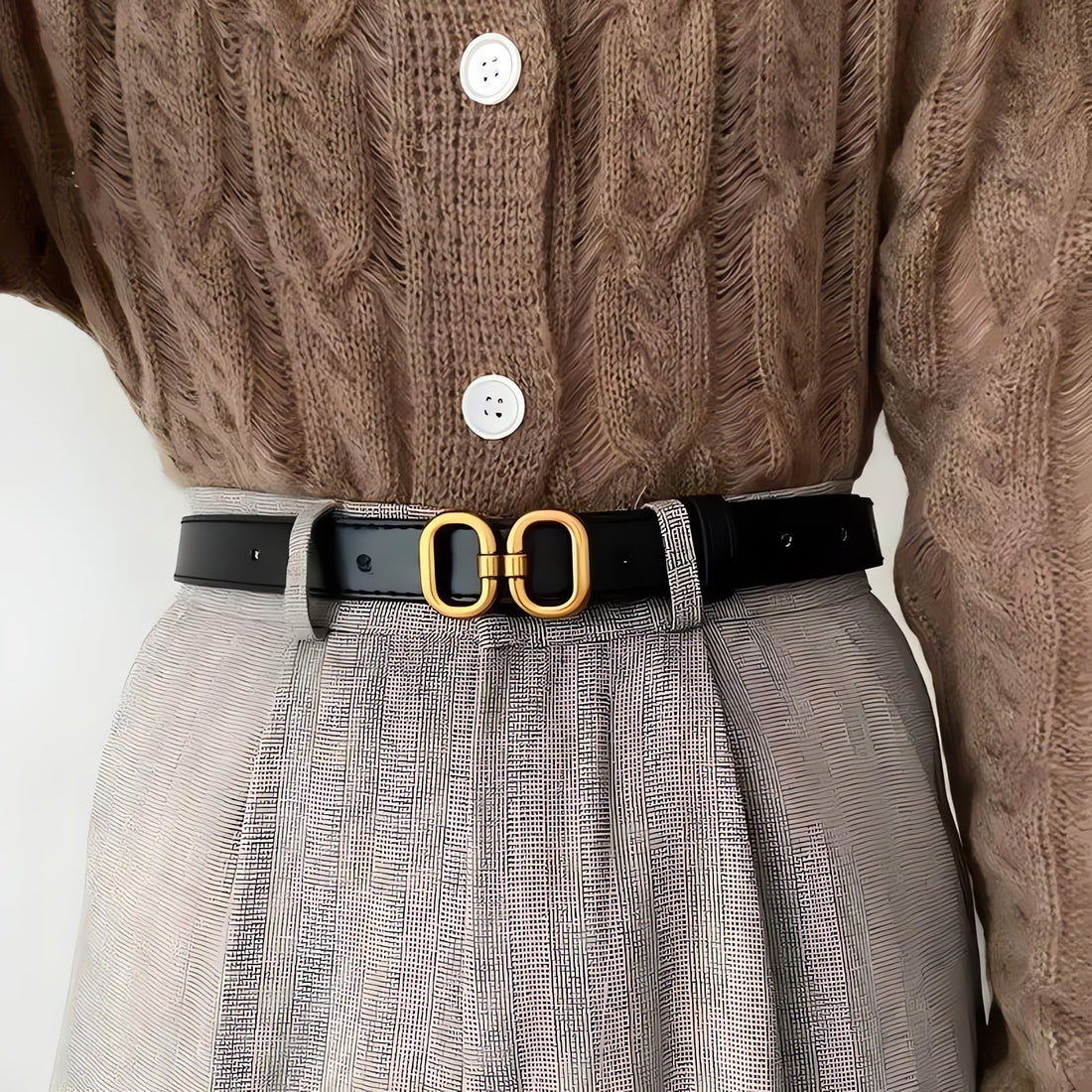 Golden Buckle Skinny Belt - KAYSMAR