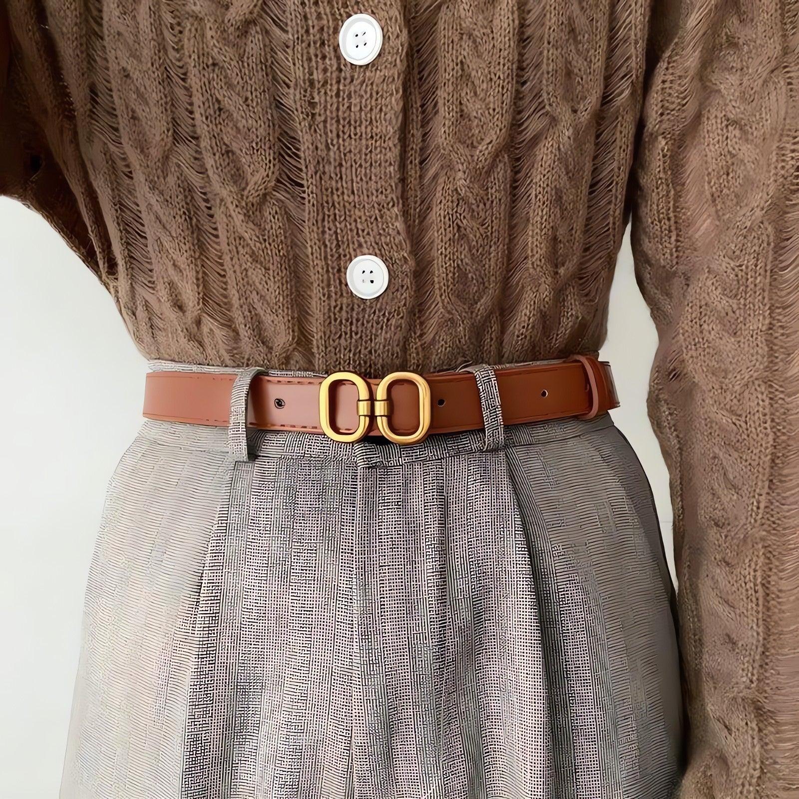 Golden Buckle Skinny Belt - KAYSMAR