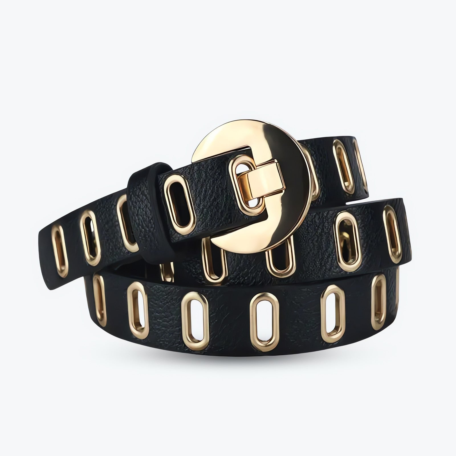 Golden Eyelet Faux Leather Belt - KAYSMAR