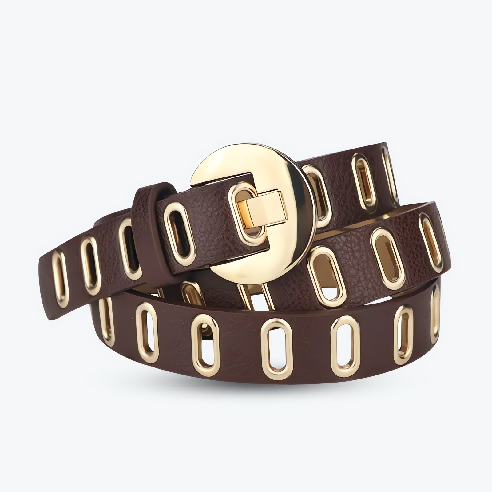 Golden Eyelet Faux Leather Belt - KAYSMAR