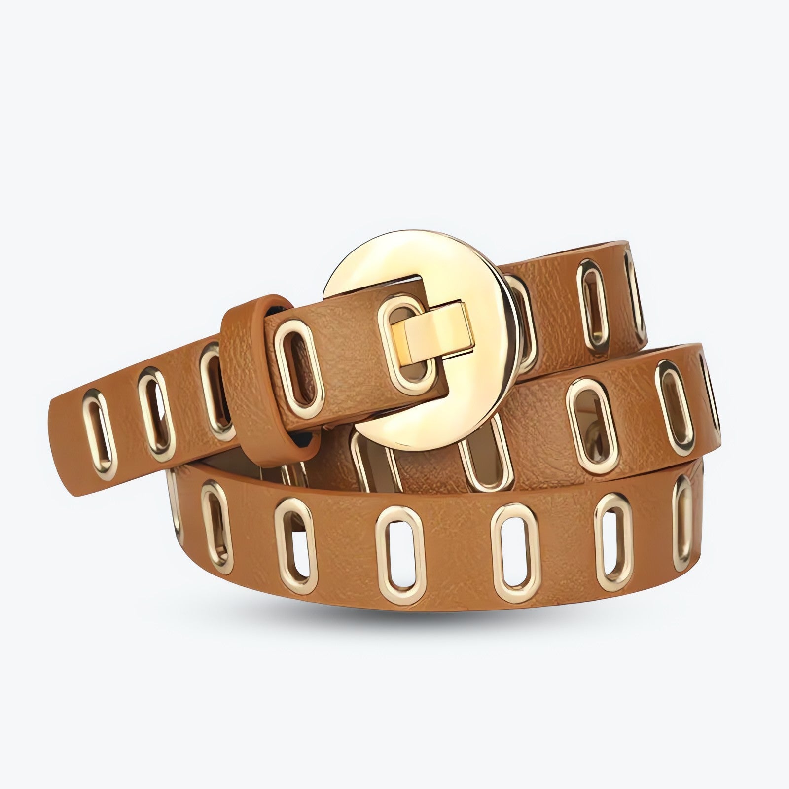 Golden Eyelet Faux Leather Belt - KAYSMAR