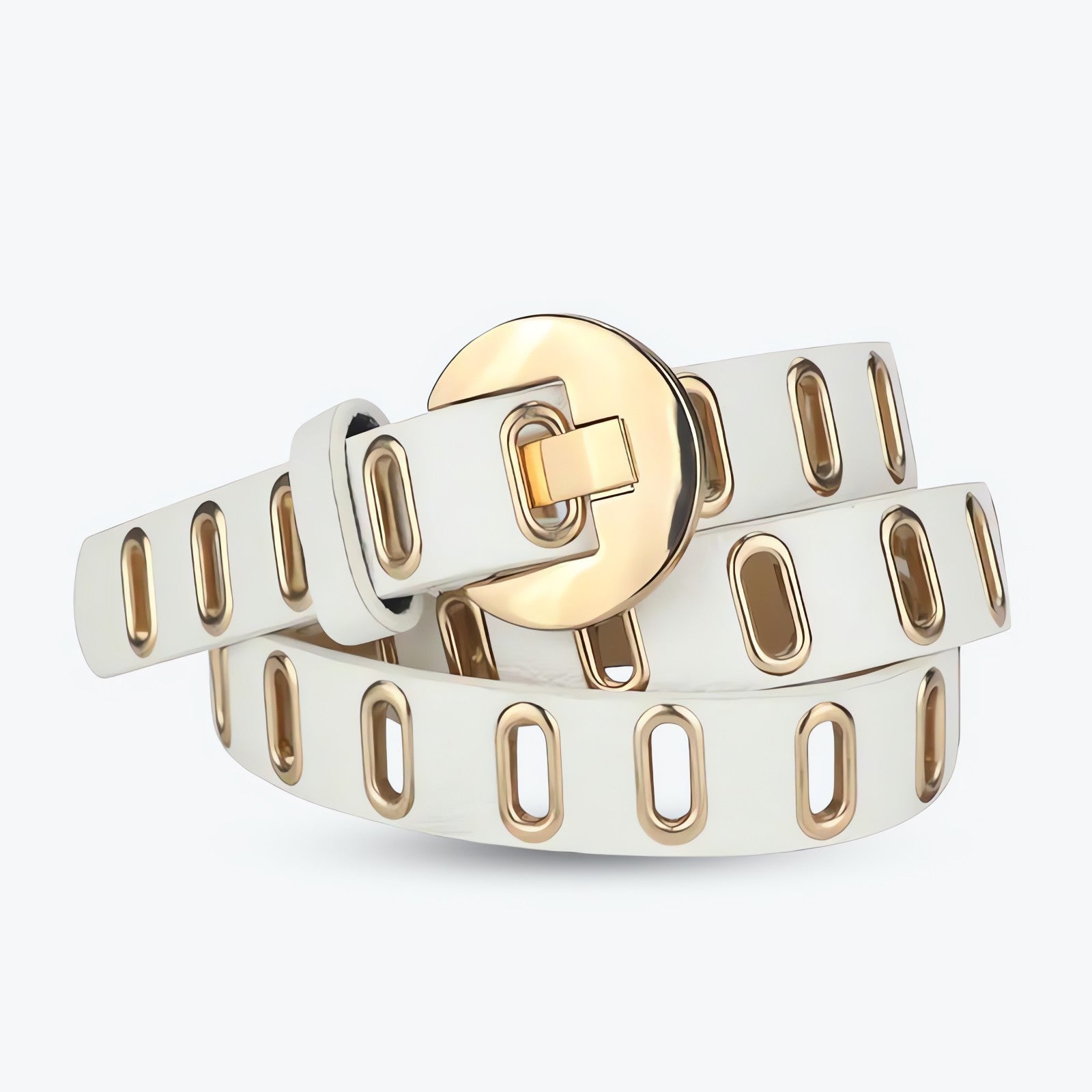 Golden Eyelet Faux Leather Belt - KAYSMAR