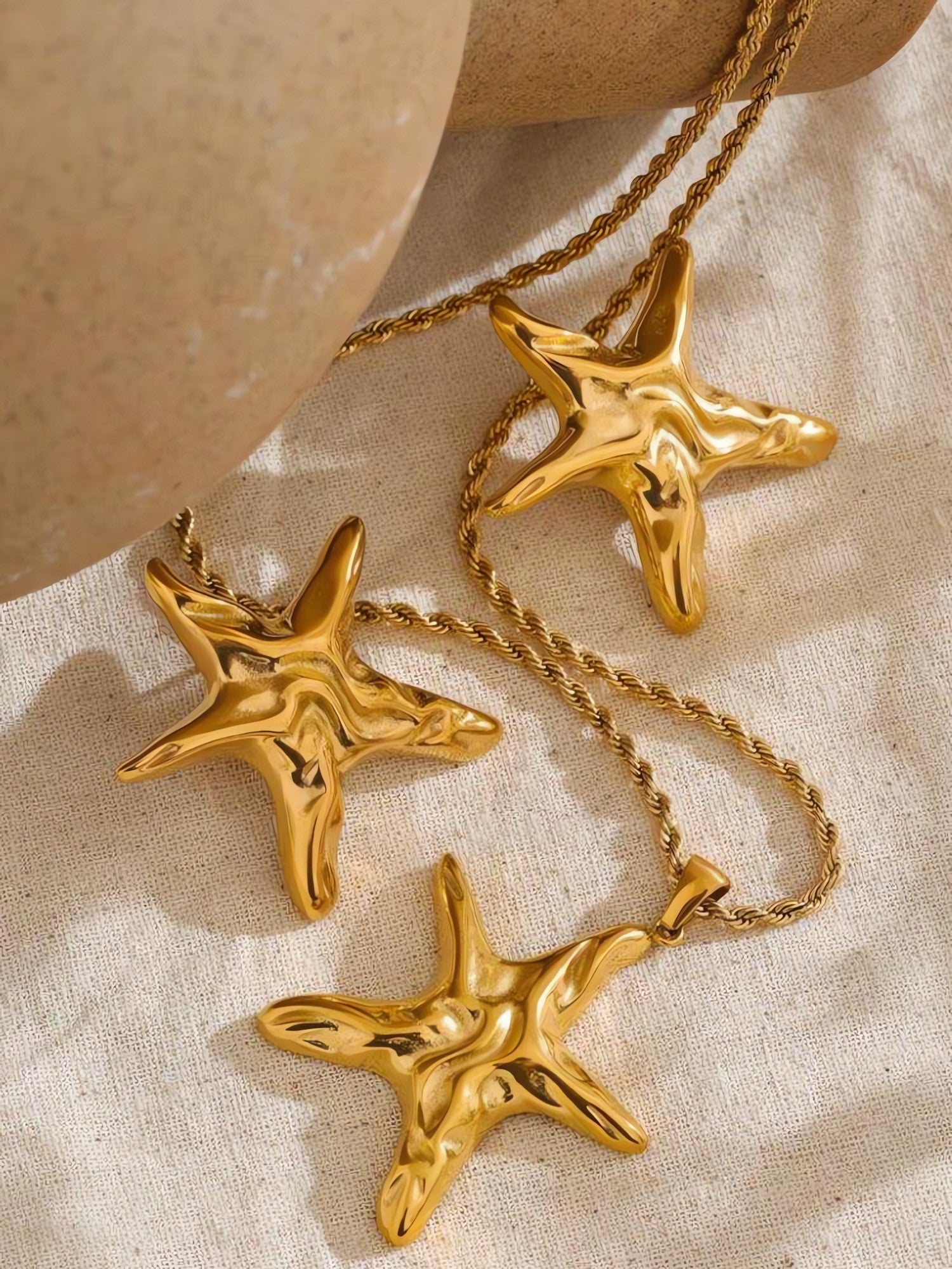 Golden Starfish Necklace & Earrings Set - KAYSMAR