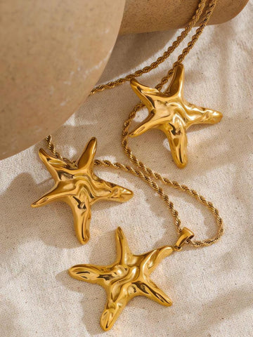 Golden Starfish Necklace & Earrings Set - KAYSMAR