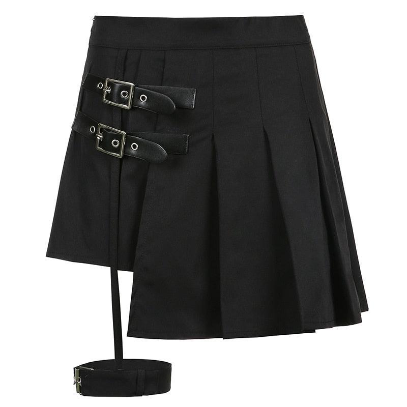 Goth Belt Detail Mini Skirt - KAYSMAR