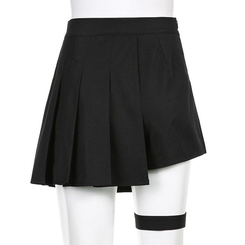 Goth Belt Detail Mini Skirt - KAYSMAR