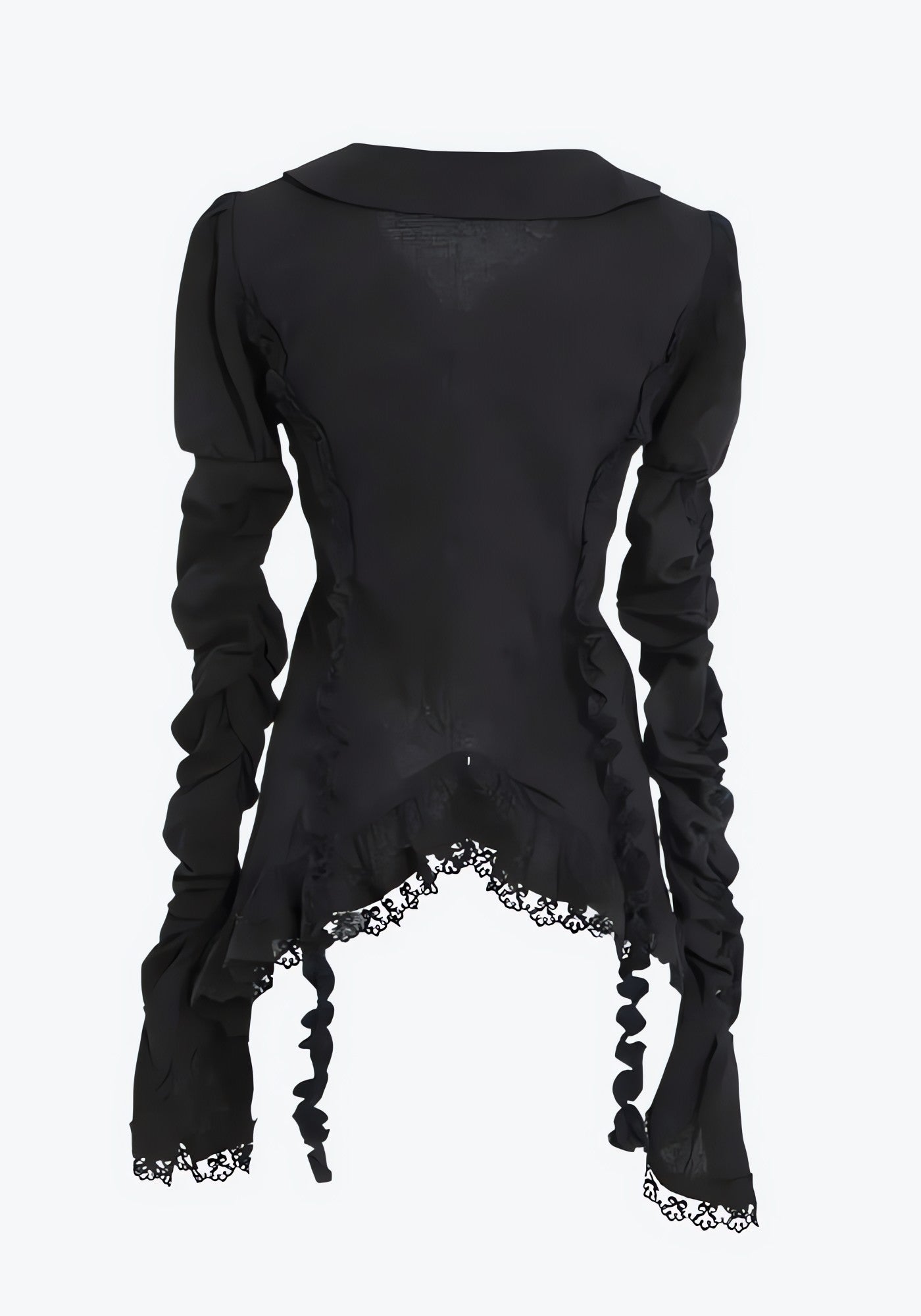 Goth Asymmetric Ruched Sleeve Blouse - KAYSMAR
