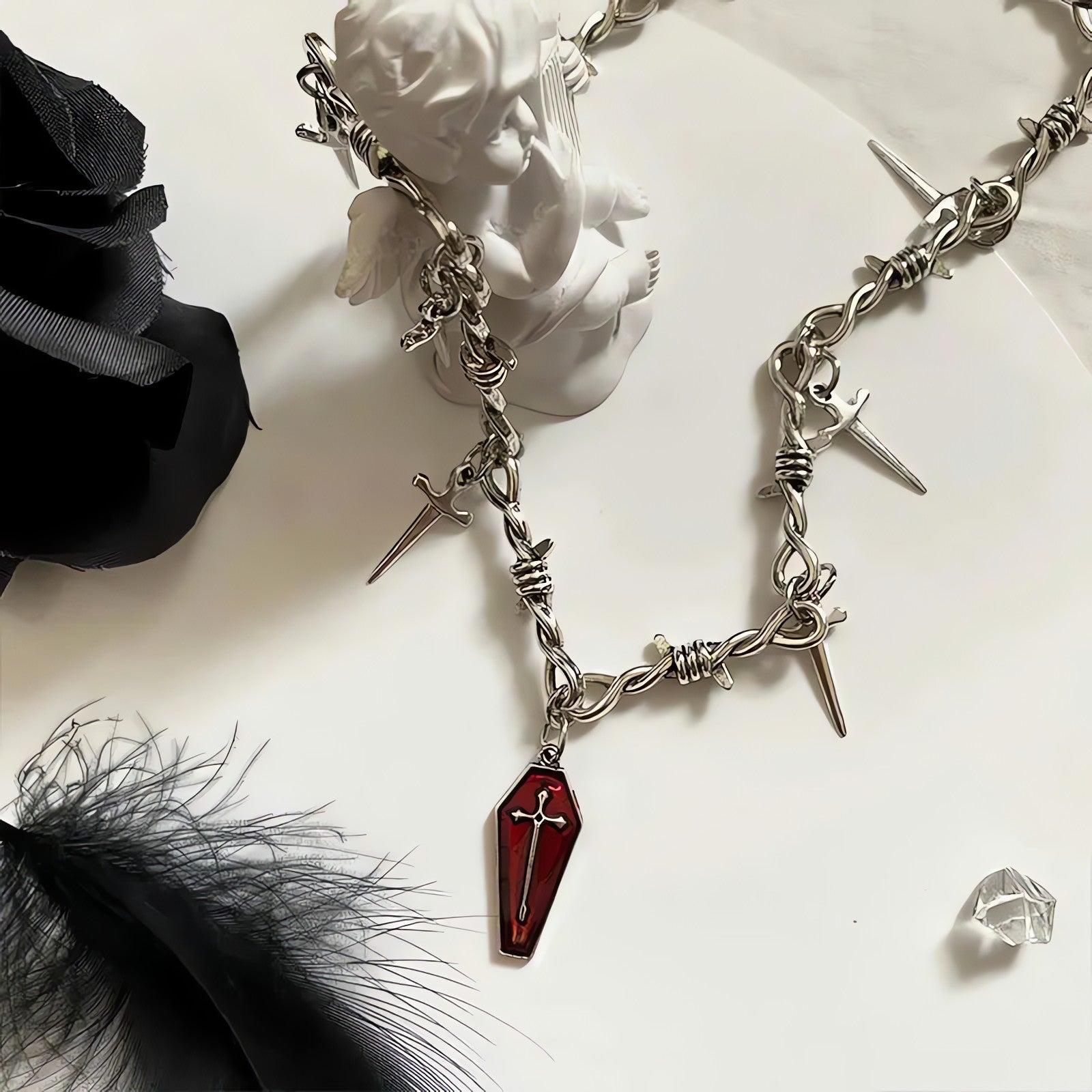 Goth Coffin & Swords Necklace - KAYSMAR