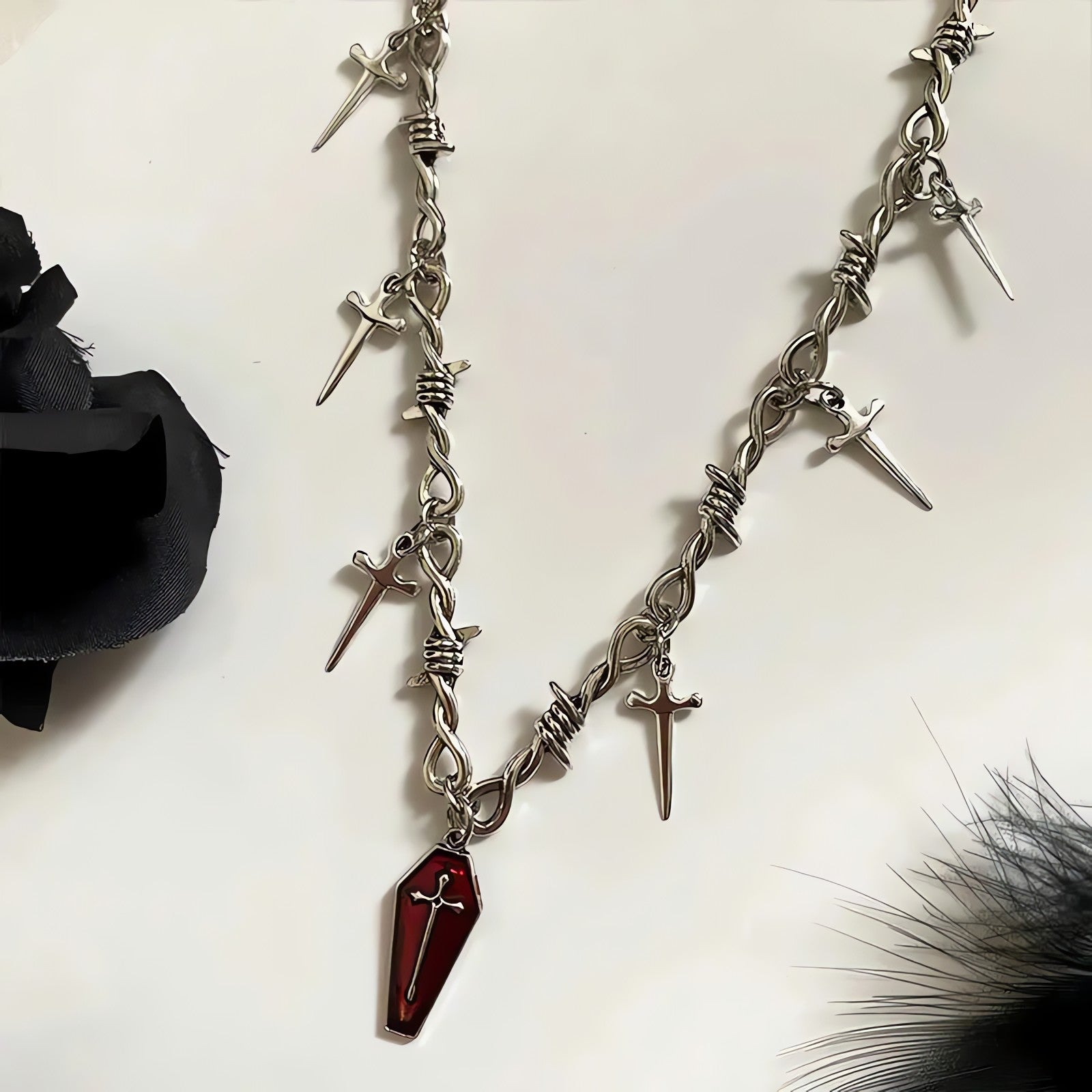 Goth Coffin & Swords Necklace - KAYSMAR
