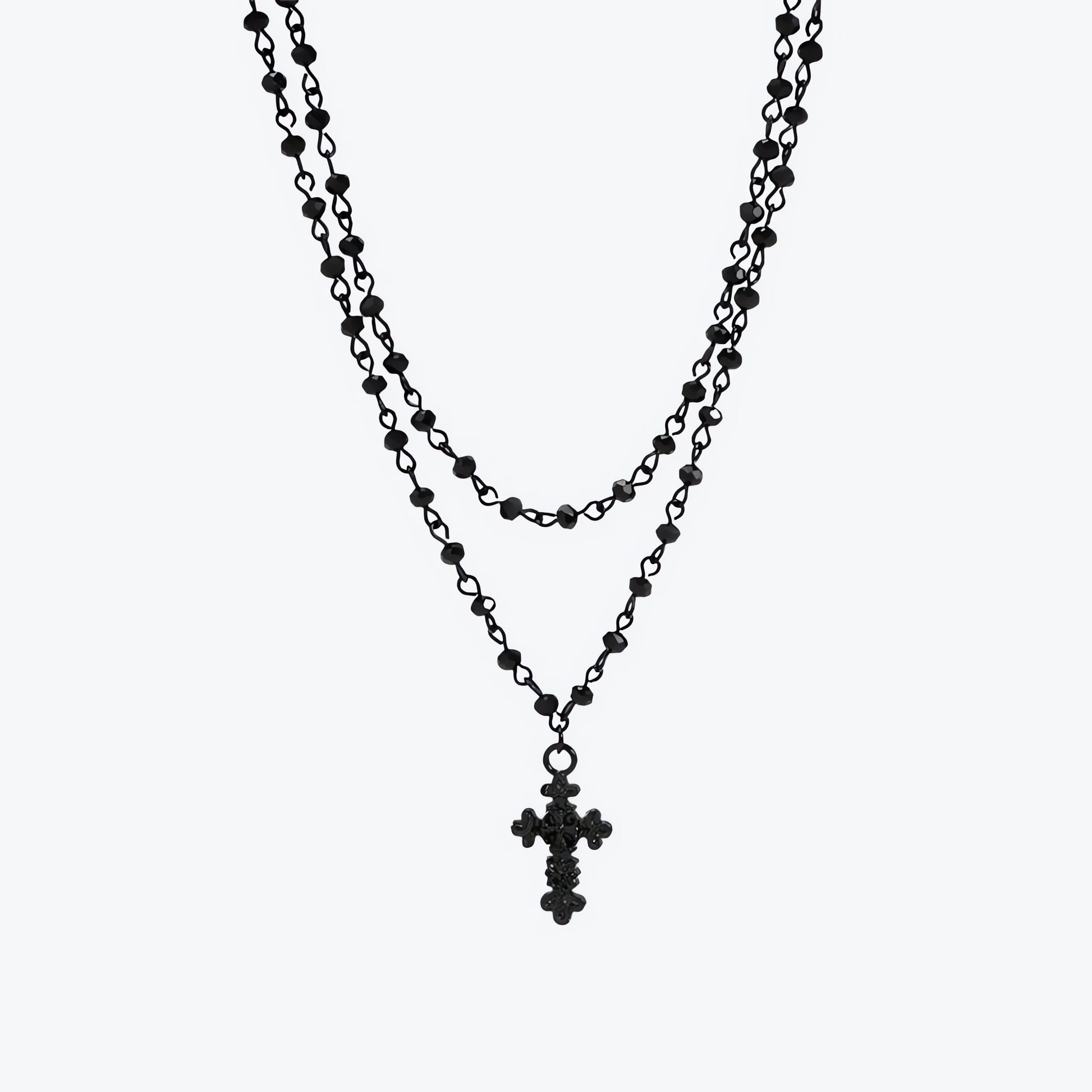 Goth Double Chain Cross Necklace - KAYSMAR