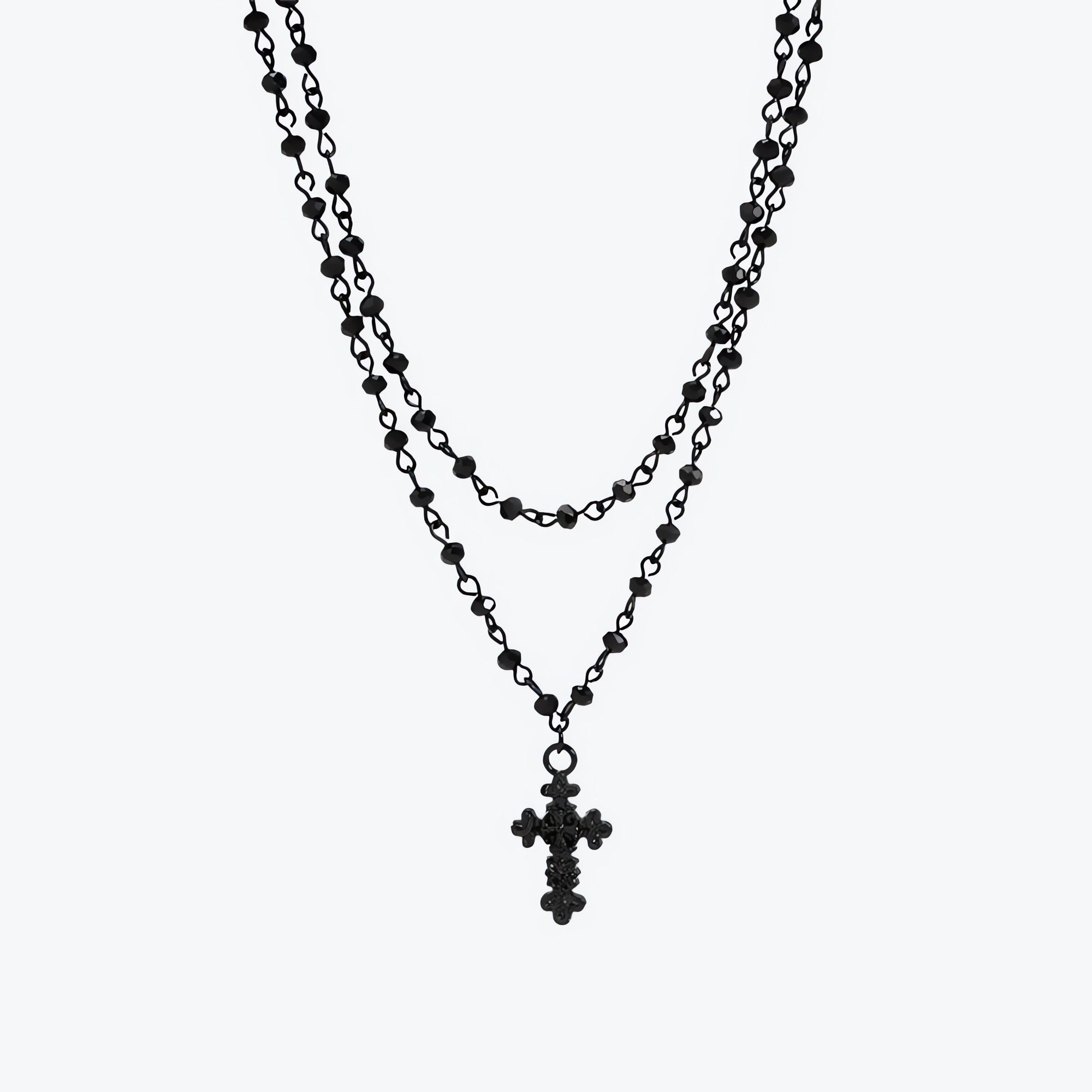 Goth Double Chain Cross Necklace - KAYSMAR