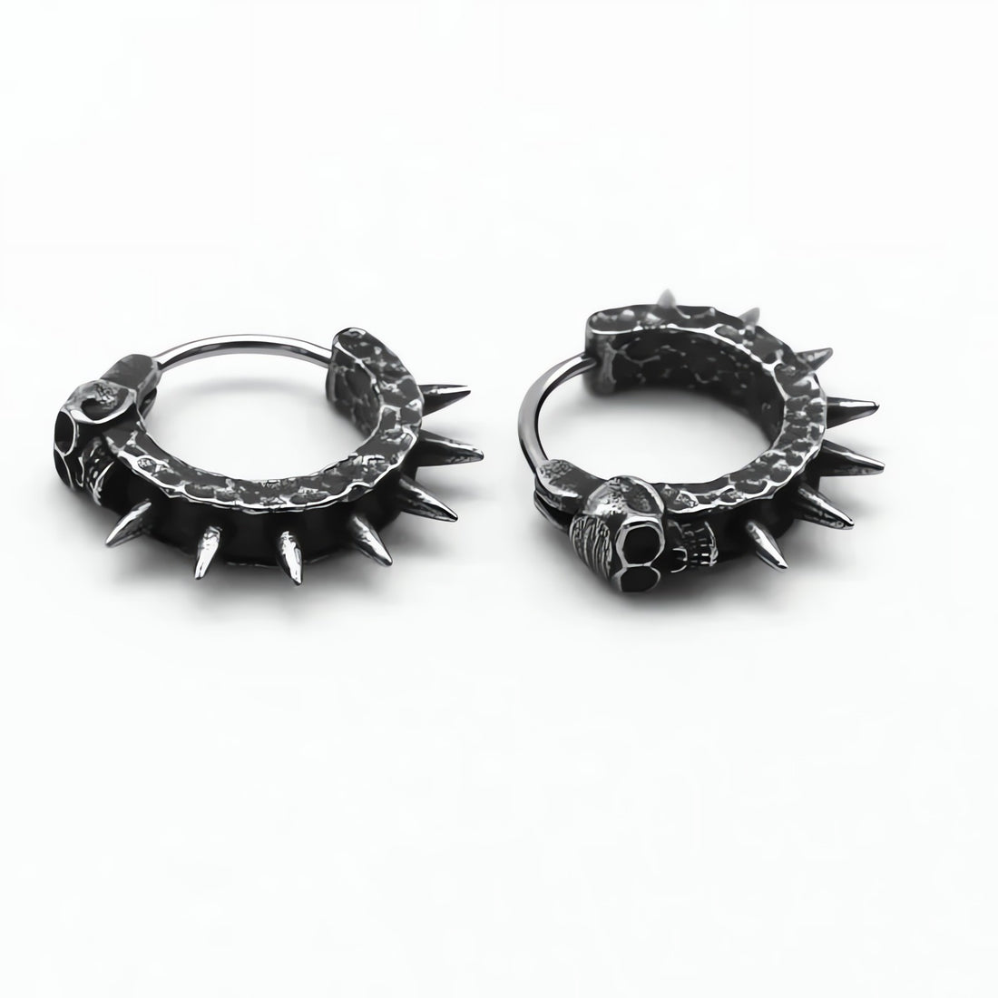 Goth Skull Spiked Hoop Earrings - KAYSMAR