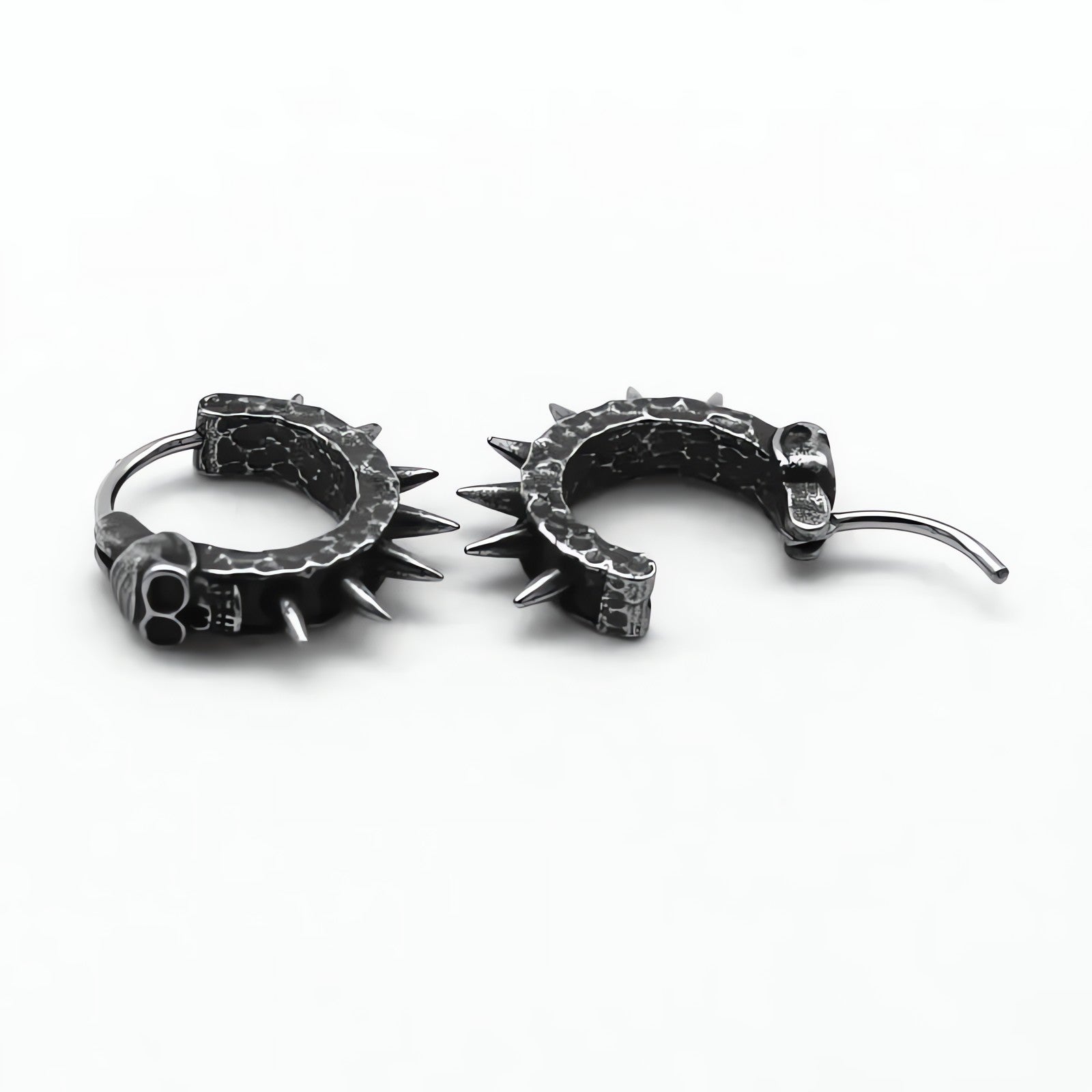 Goth Skull Spiked Hoop Earrings - KAYSMAR