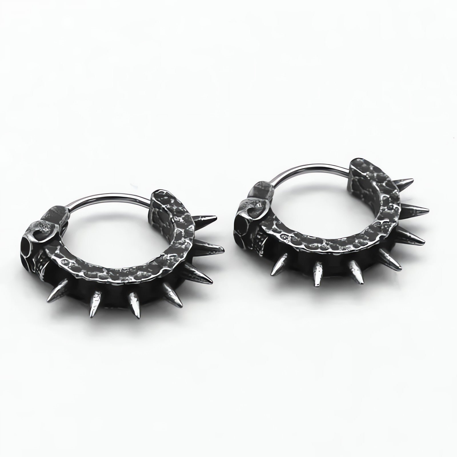 Goth Skull Spiked Hoop Earrings - KAYSMAR
