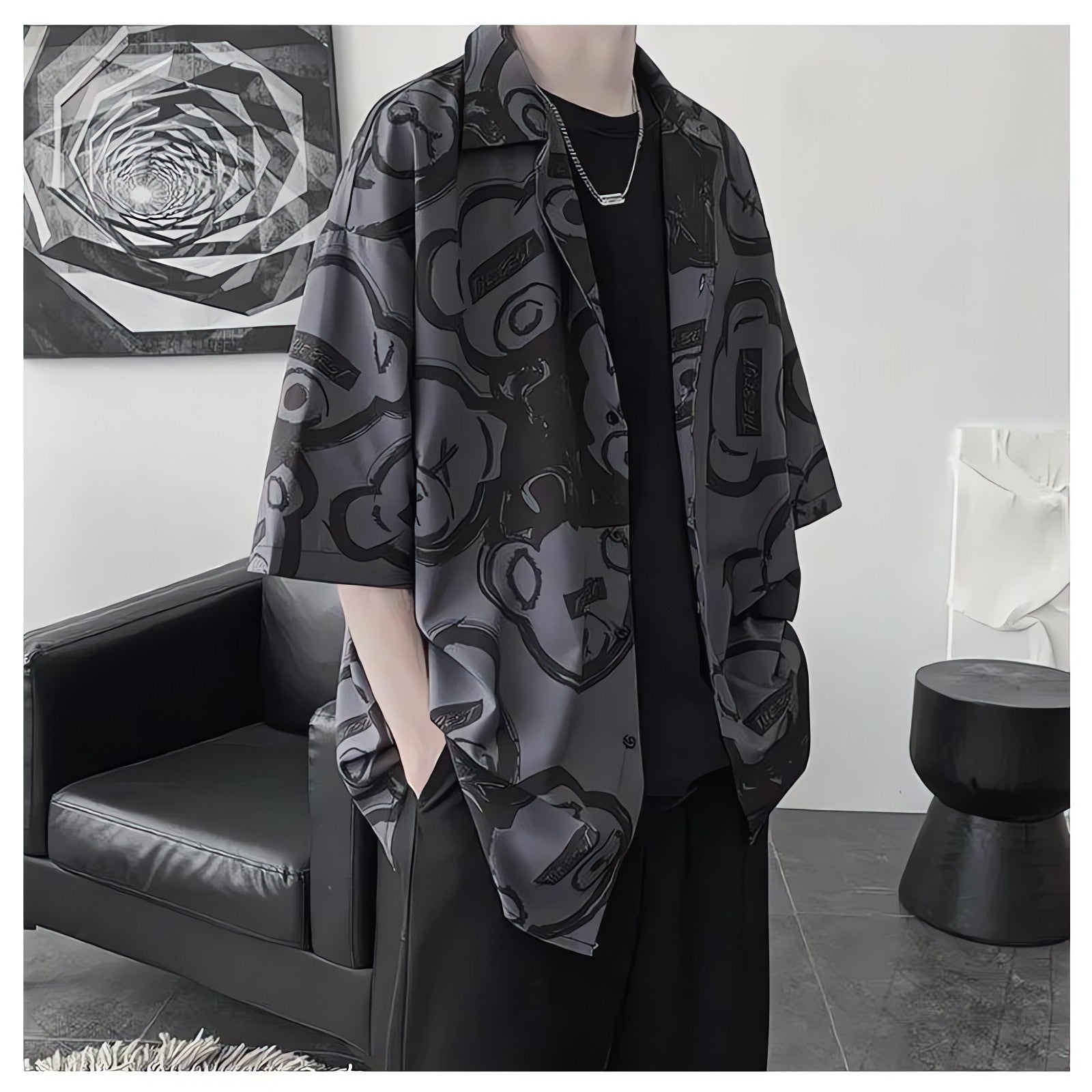 Graffiti Printed Short Sleeve Shirt - KAYSMAR