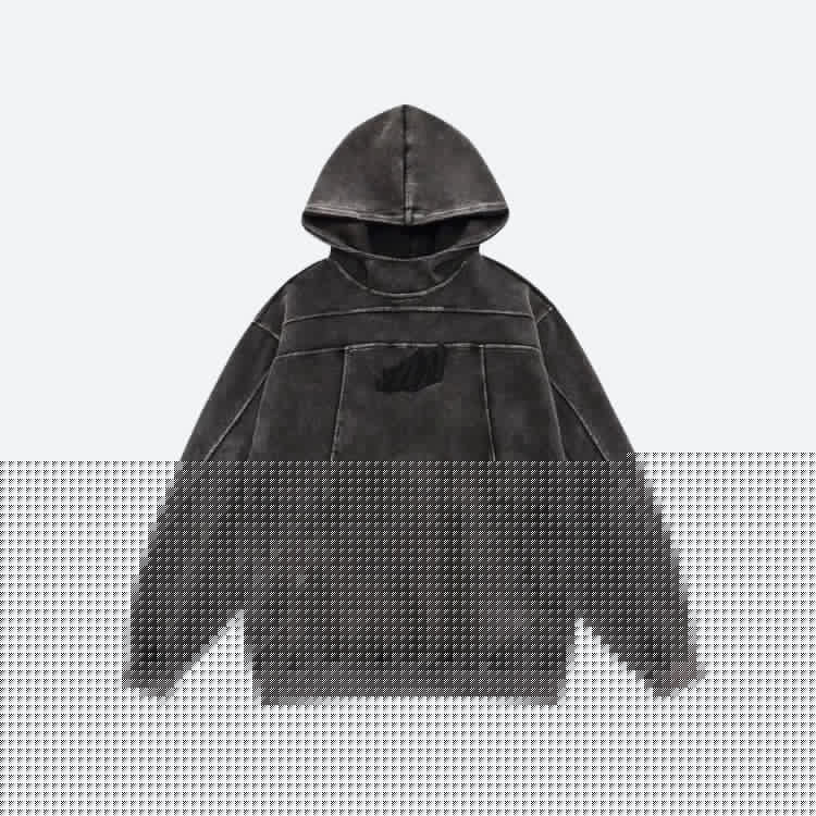 Grunge Dark Washed Embroidered Hoodie - KAYSMAR