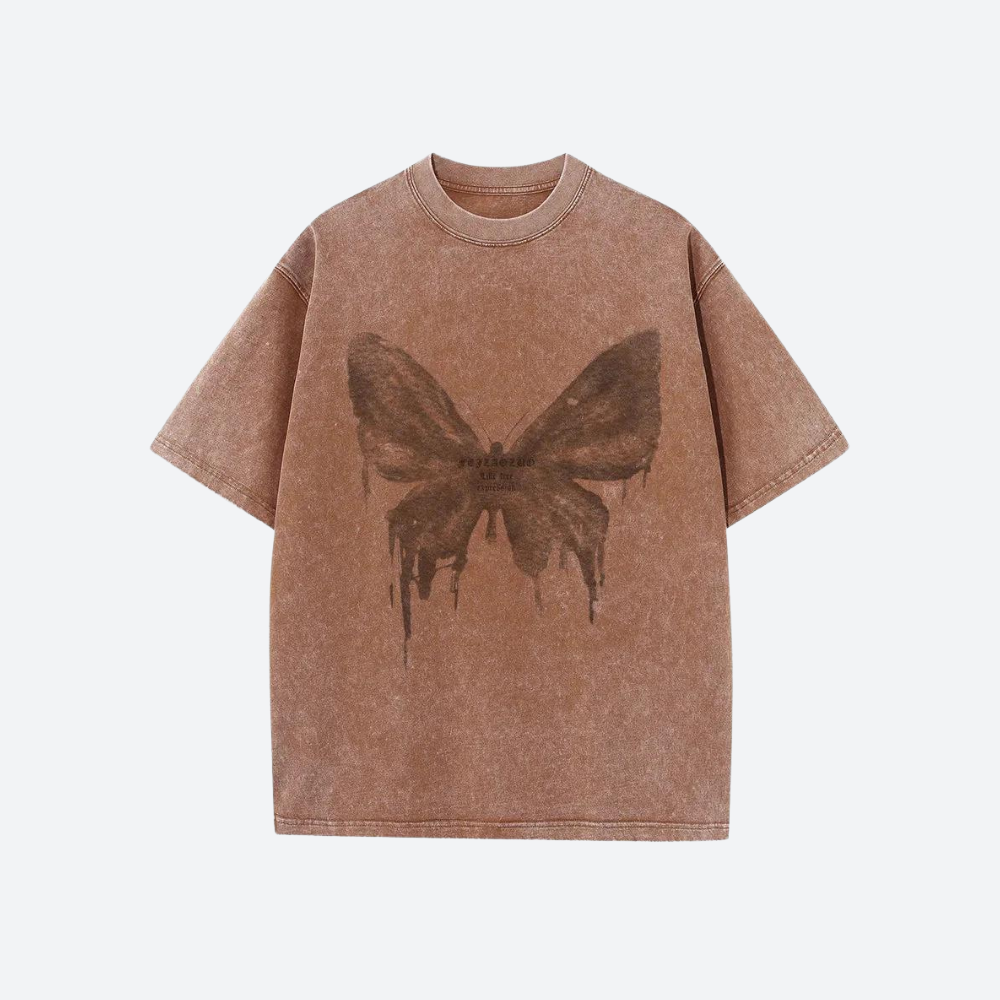 Grunge Distressed Butterfly Tee - KAYSMAR