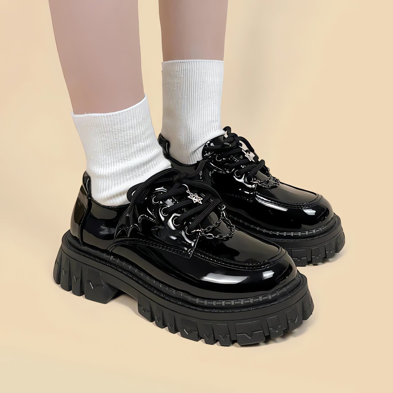 Grunge Bat Wings Platform Oxford Shoes - KAYSMAR