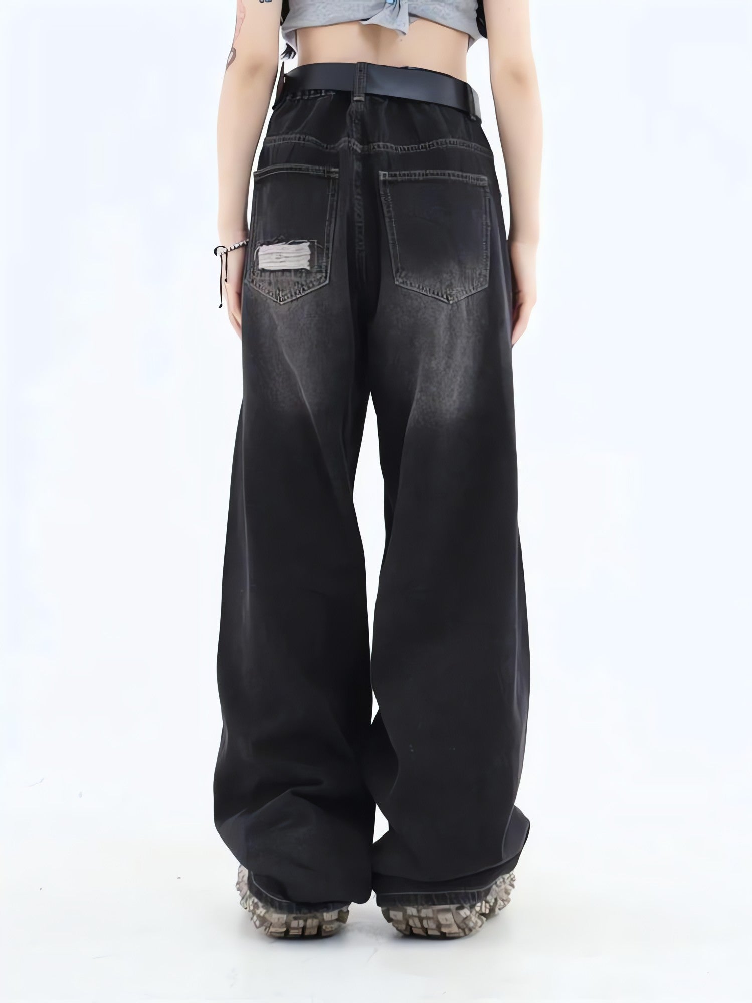 Grunge Dark Wash Distressed Jeans - KAYSMAR