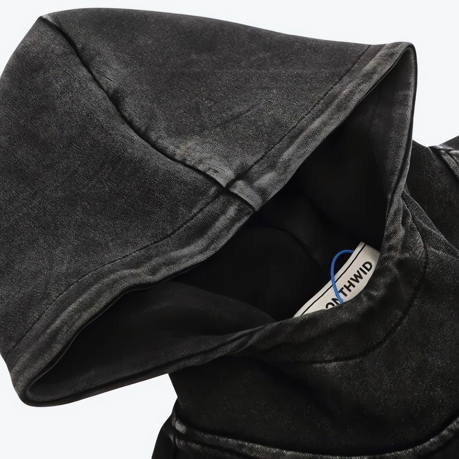 Grunge Dark Washed Embroidered Hoodie - KAYSMAR