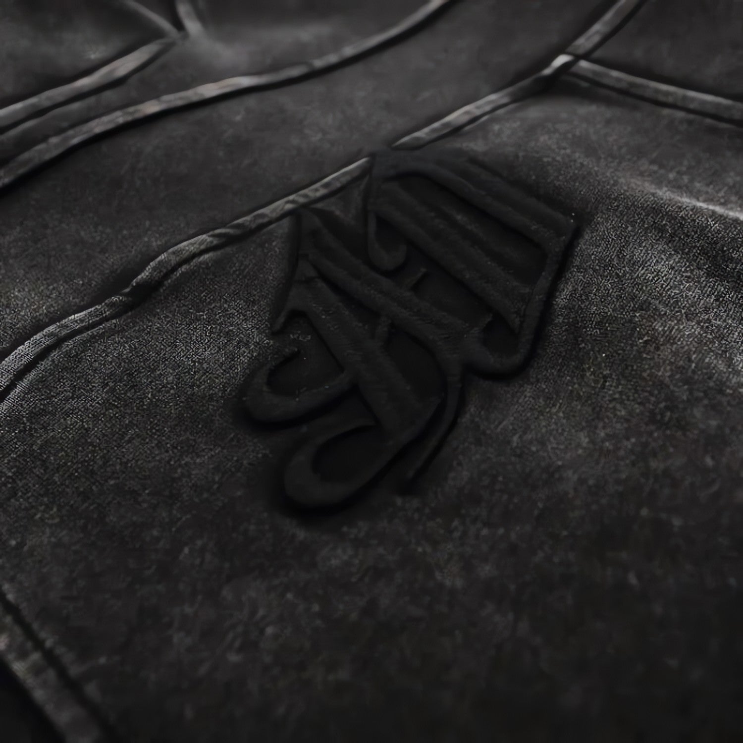 Grunge Dark Washed Embroidered Hoodie - KAYSMAR