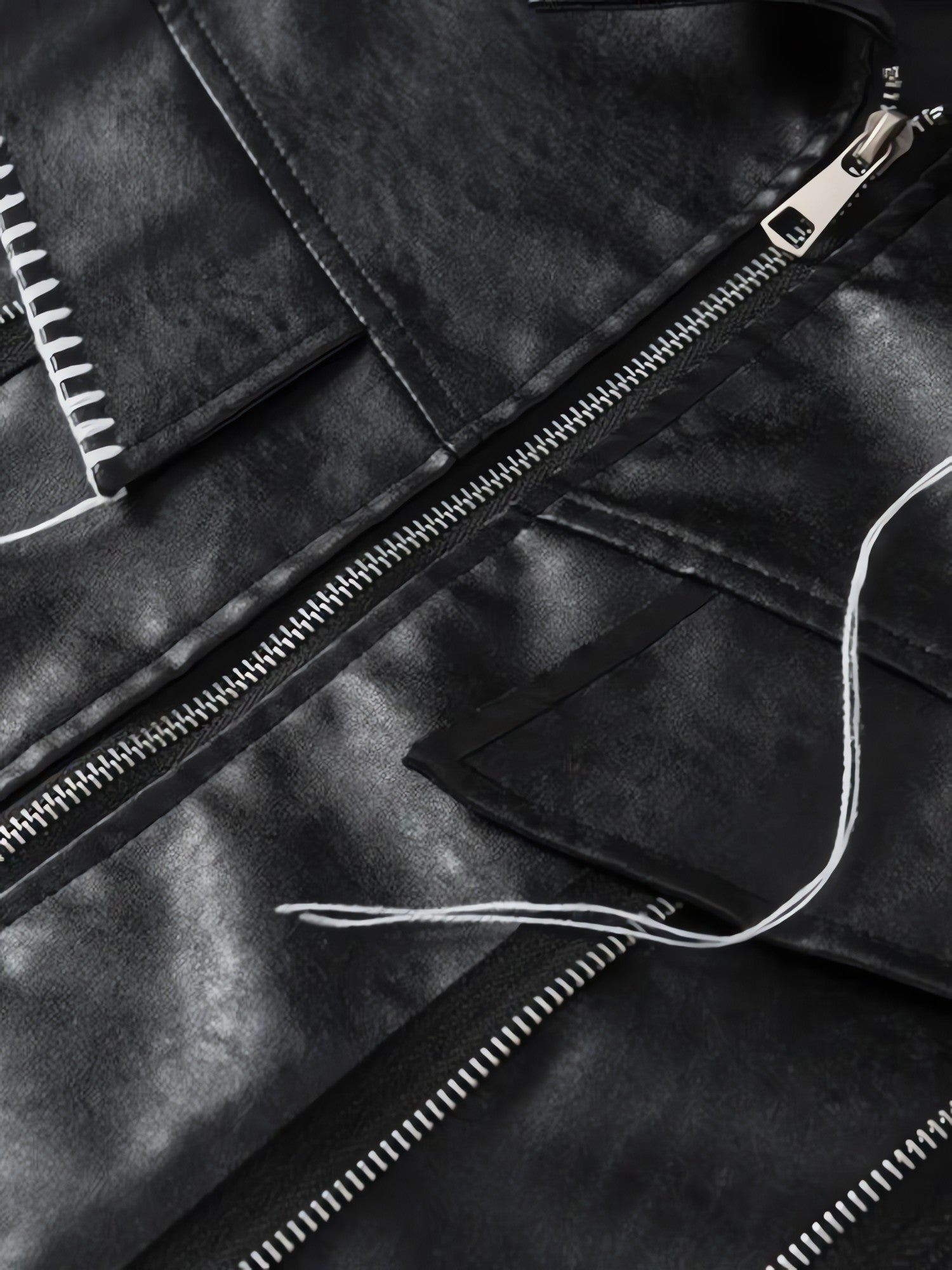 Grunge Faux Leather Jacket - KAYSMAR