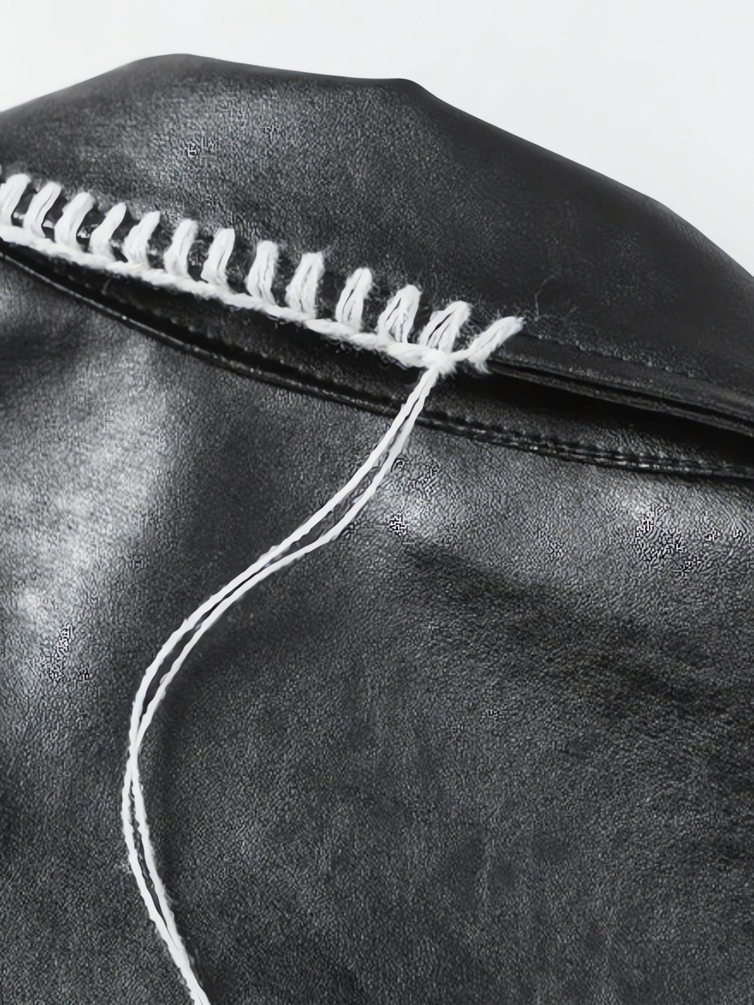 Grunge Faux Leather Jacket - KAYSMAR