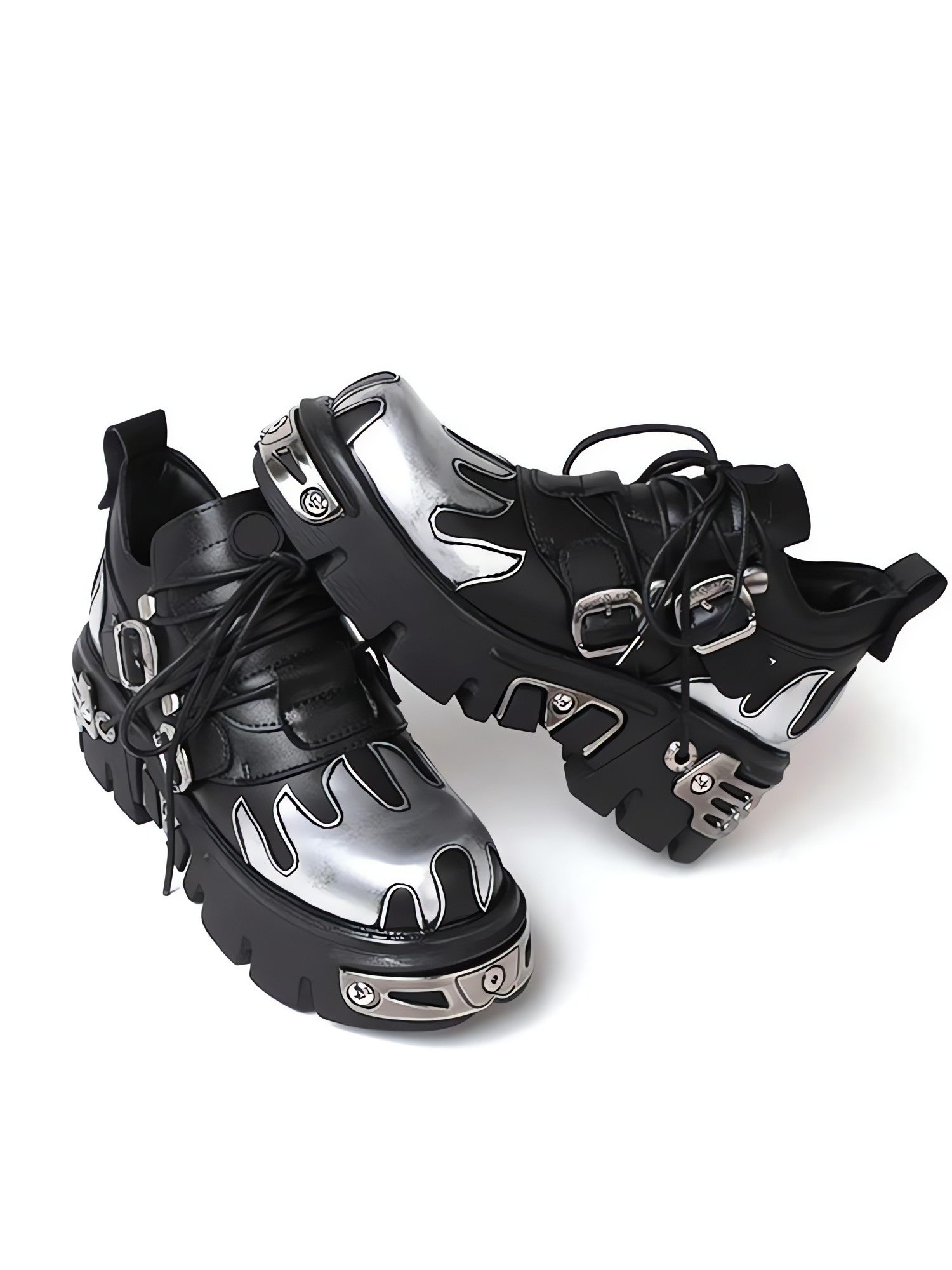 Grunge Flame Chunky Platform Shoes - KAYSMAR