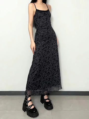 Grunge Floral Printed Maxi Dress - KAYSMAR
