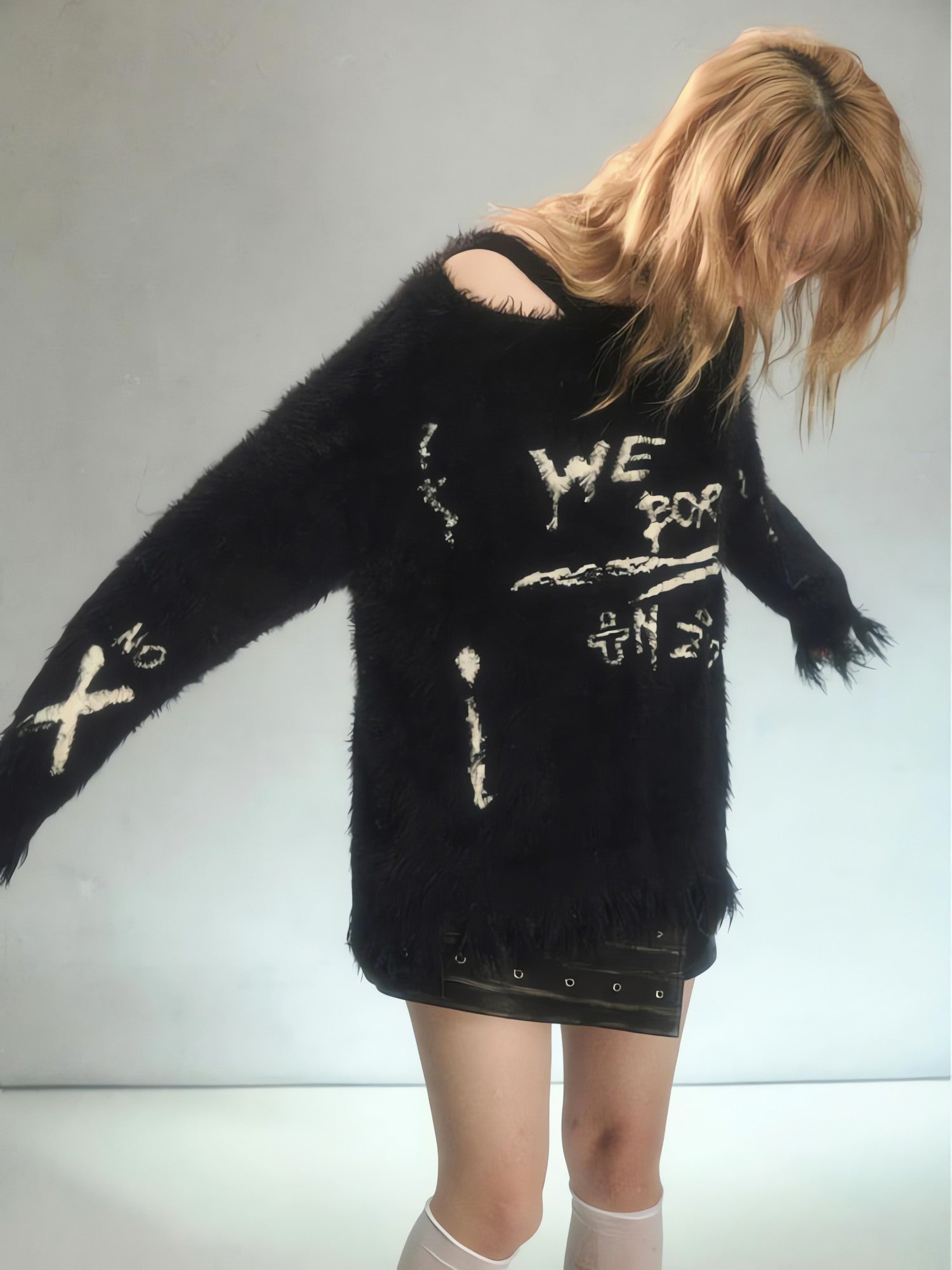 Grunge Fluffy Knitted Sweater - KAYSMAR