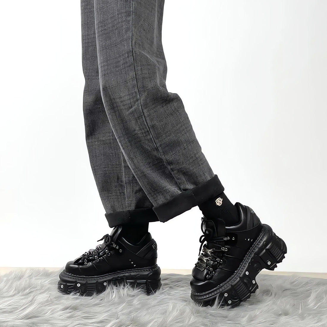 Grunge Lace Up Platform Sneakers - KAYSMAR