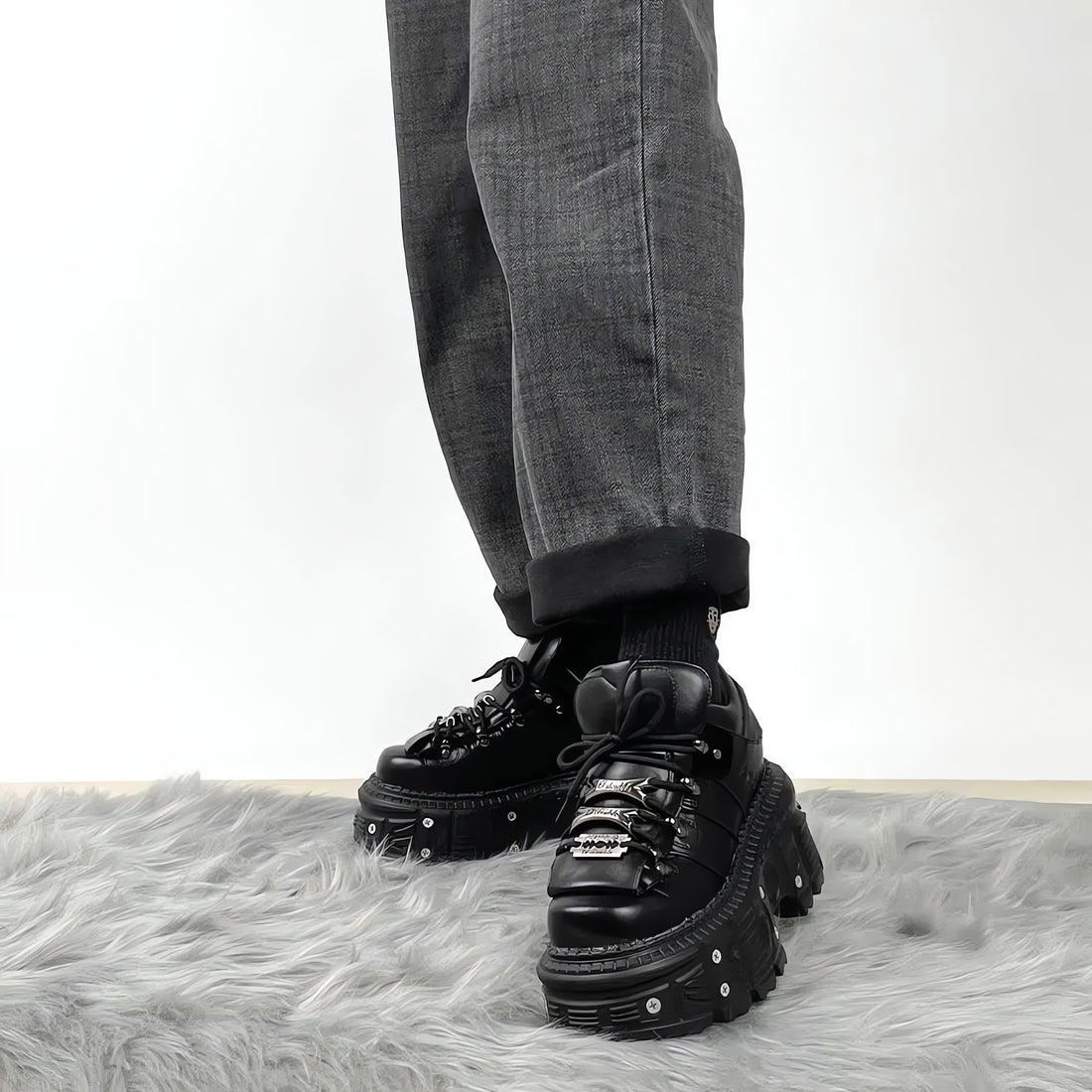 Grunge Lace Up Platform Sneakers - KAYSMAR