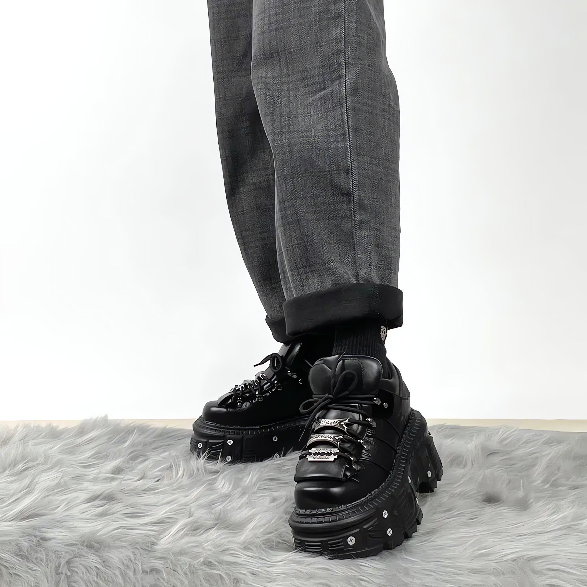 Grunge Lace Up Platform Sneakers - KAYSMAR