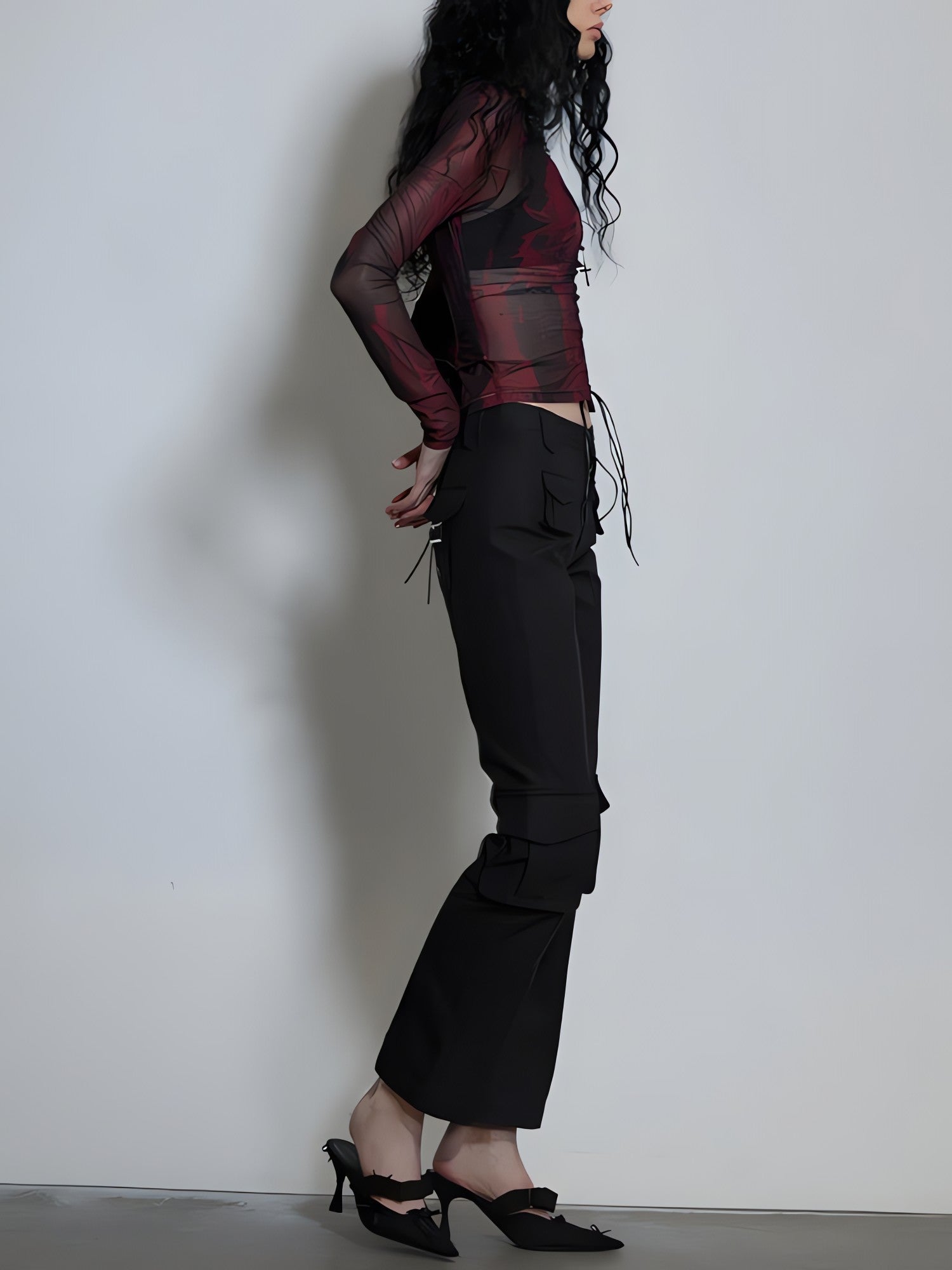 Grunge Lace Up Sheer Top - KAYSMAR