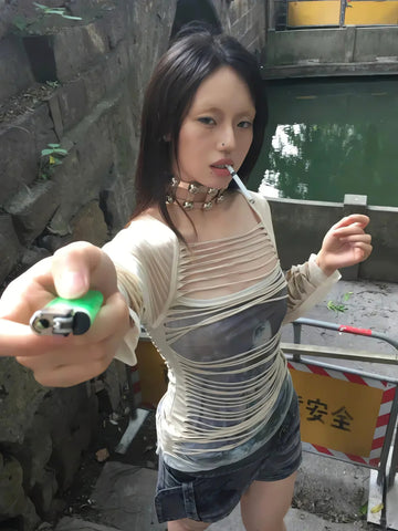 Grunge Layered Sheer Top - KAYSMAR