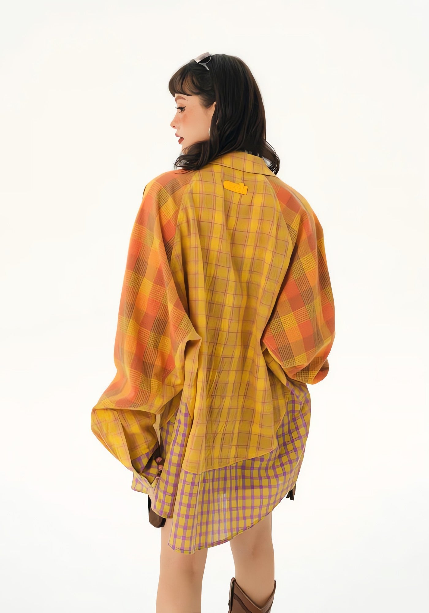 Grunge Multi Pattern Plaid Shirt - KAYSMAR