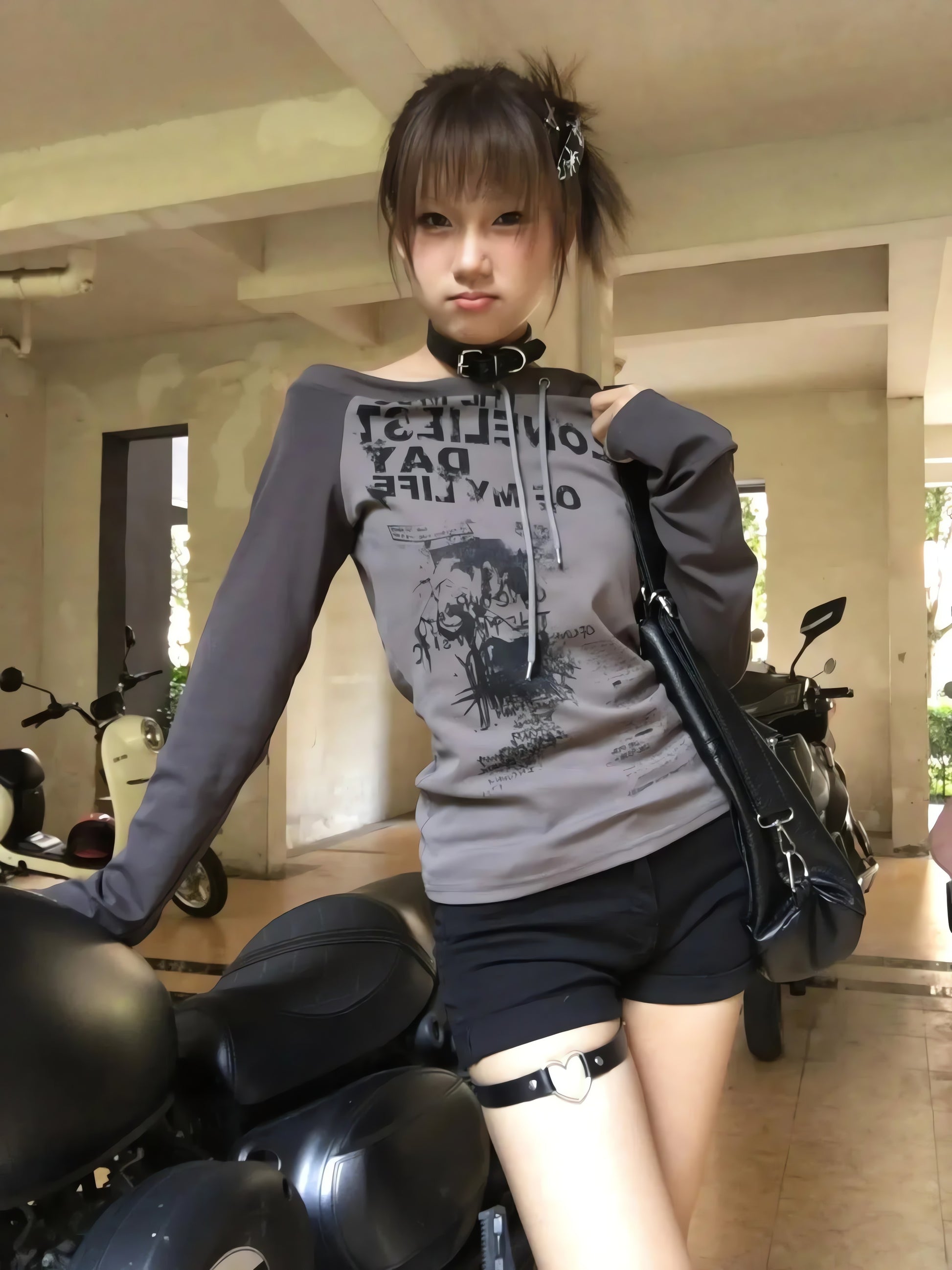 Grunge One Shoulder Drawstring Top - KAYSMAR