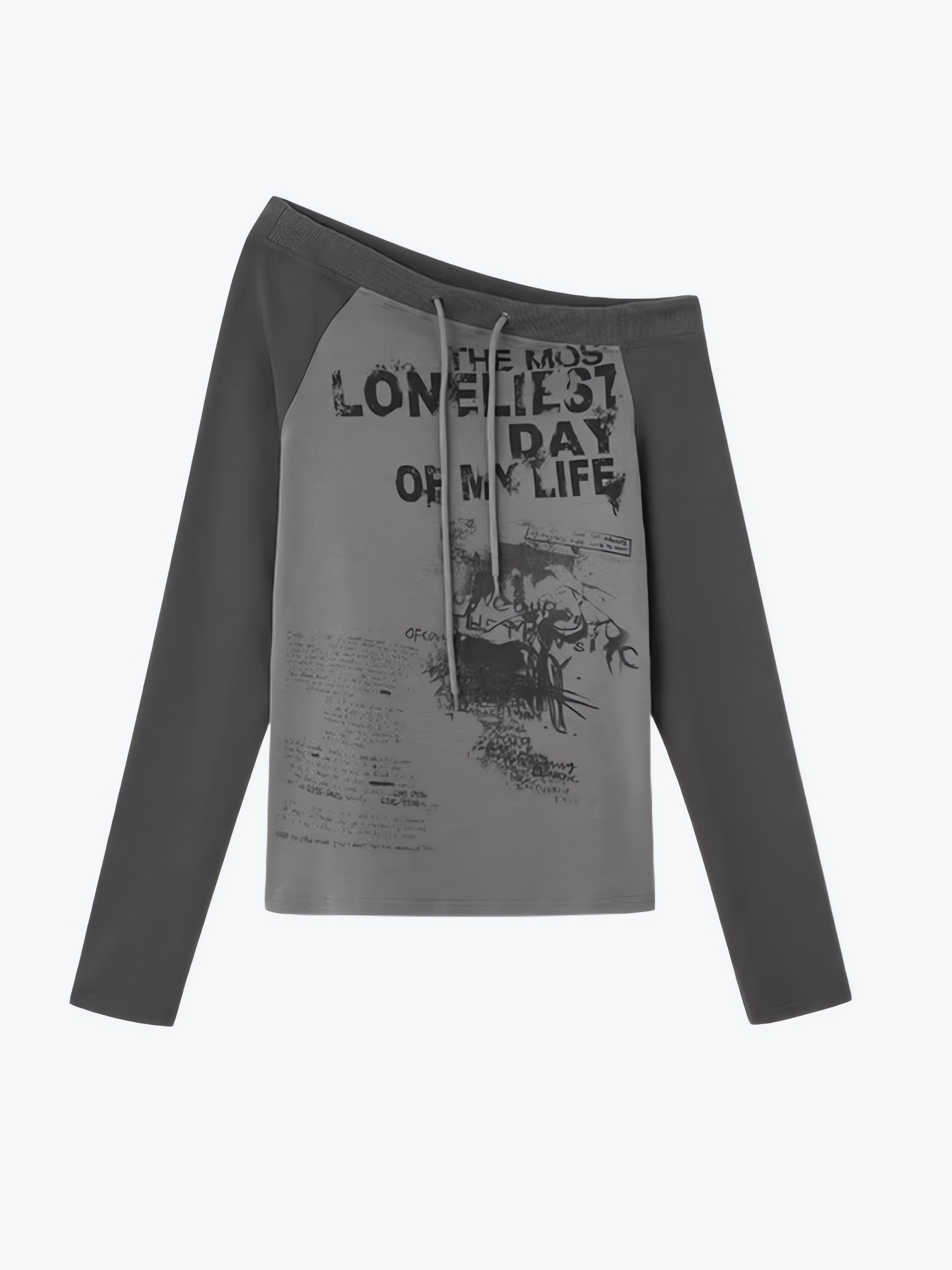 Grunge One Shoulder Drawstring Top - KAYSMAR