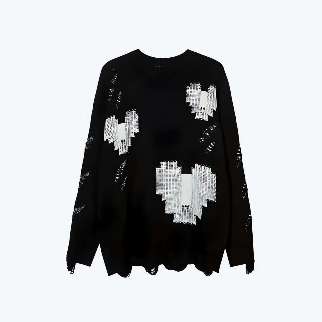Grunge Pixel Hearts Knitted Sweater - KAYSMAR