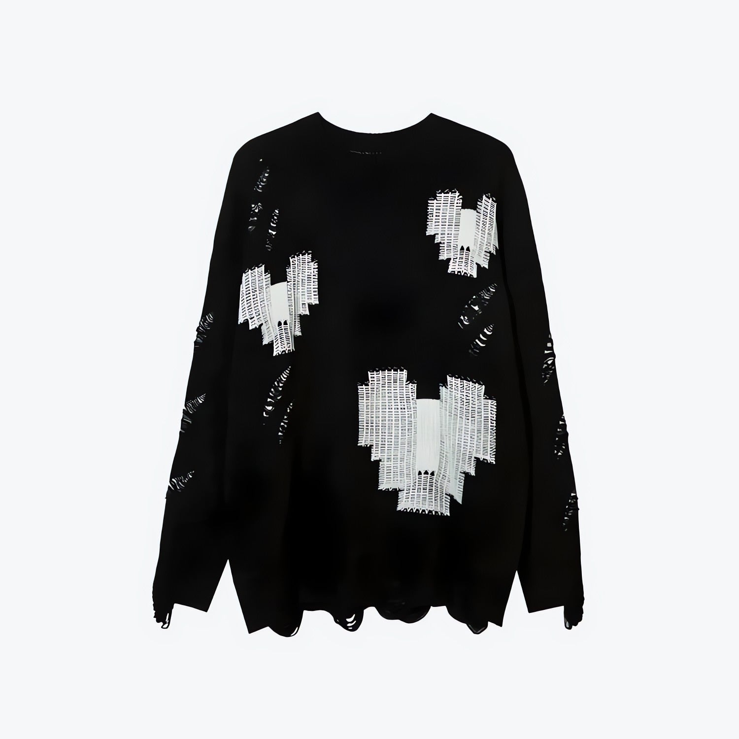 Grunge Pixel Hearts Knitted Sweater - KAYSMAR