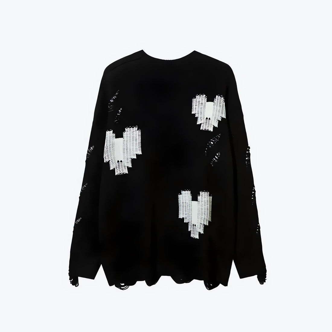 Grunge Pixel Hearts Knitted Sweater - KAYSMAR