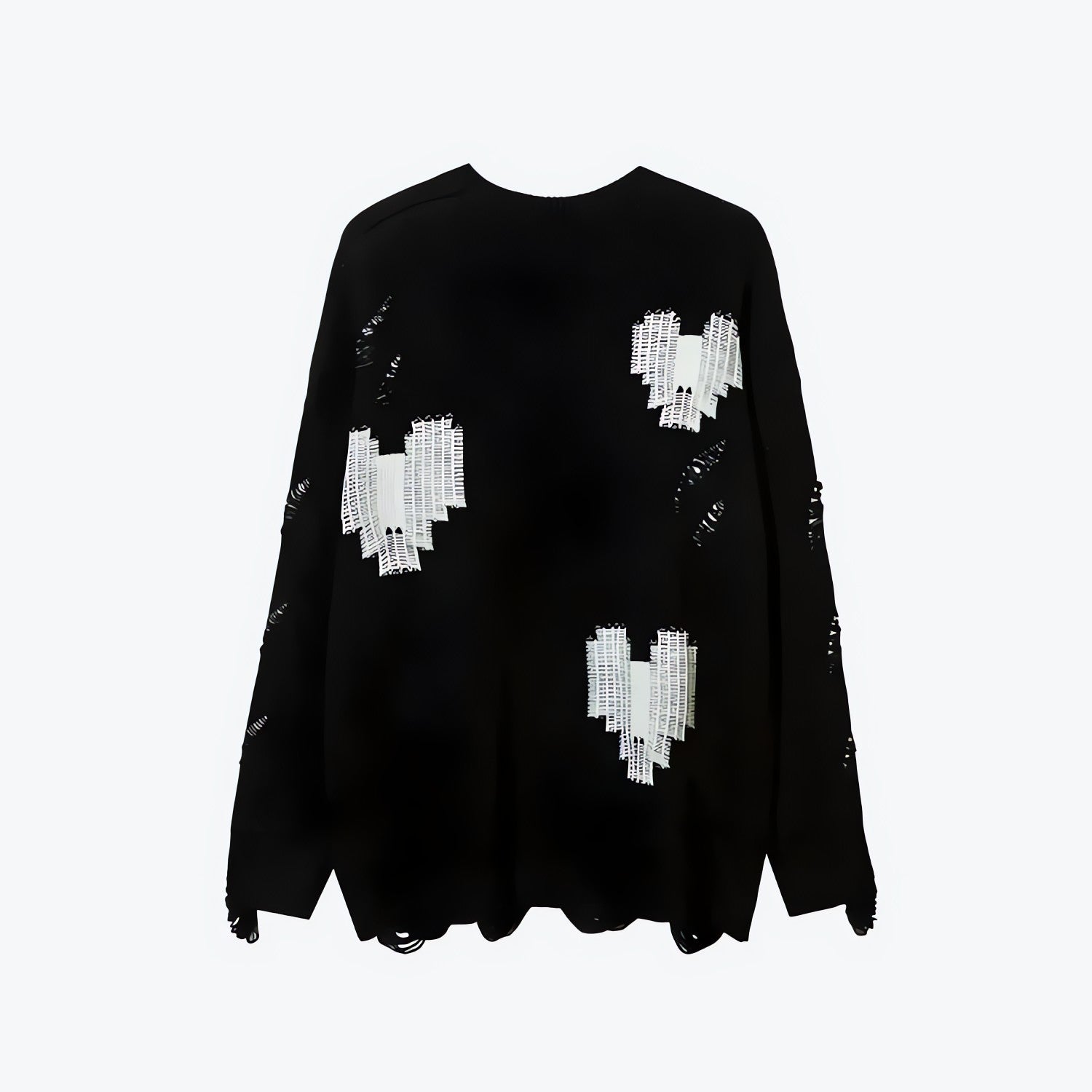 Grunge Pixel Hearts Knitted Sweater - KAYSMAR