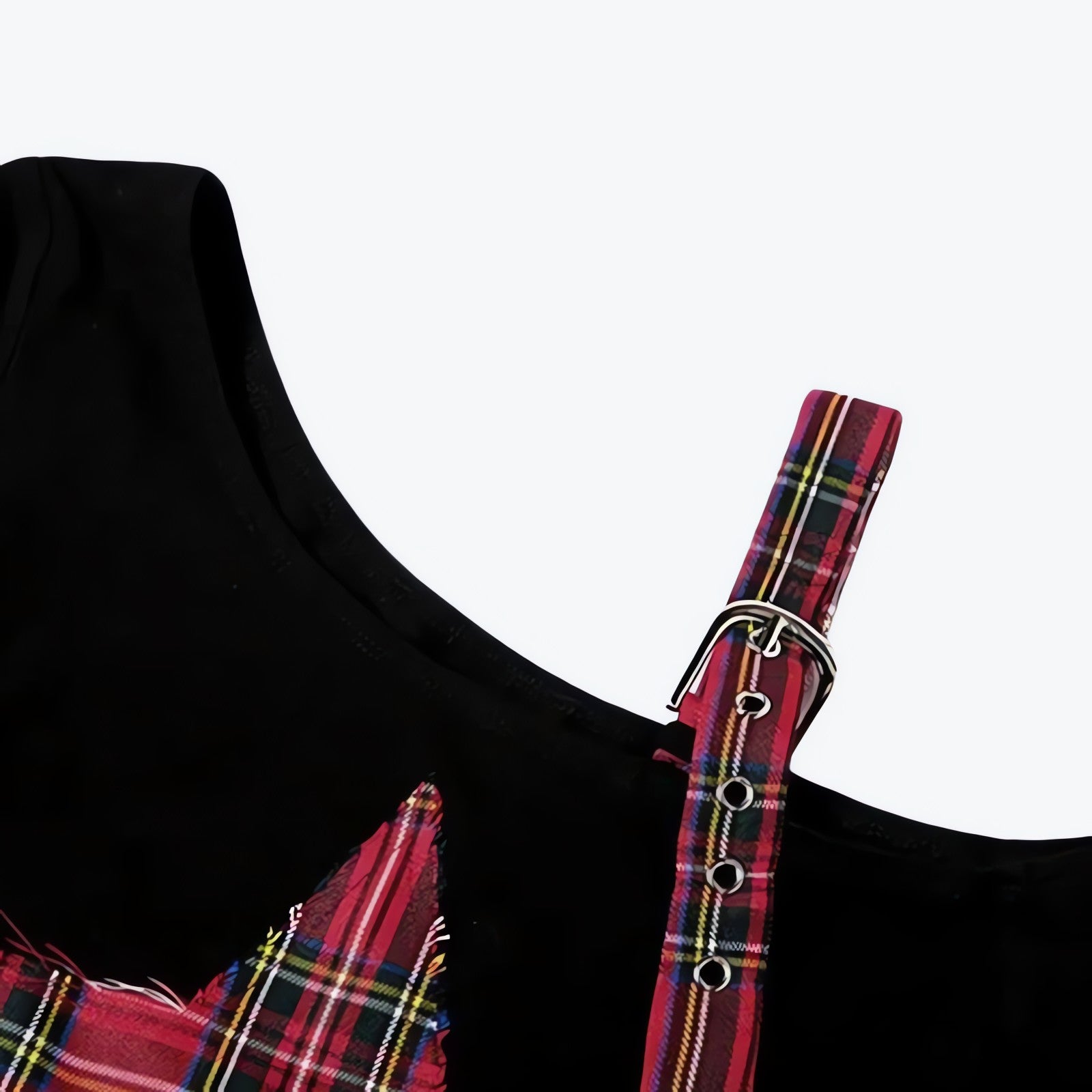 Grunge Plaid Star Patch Top