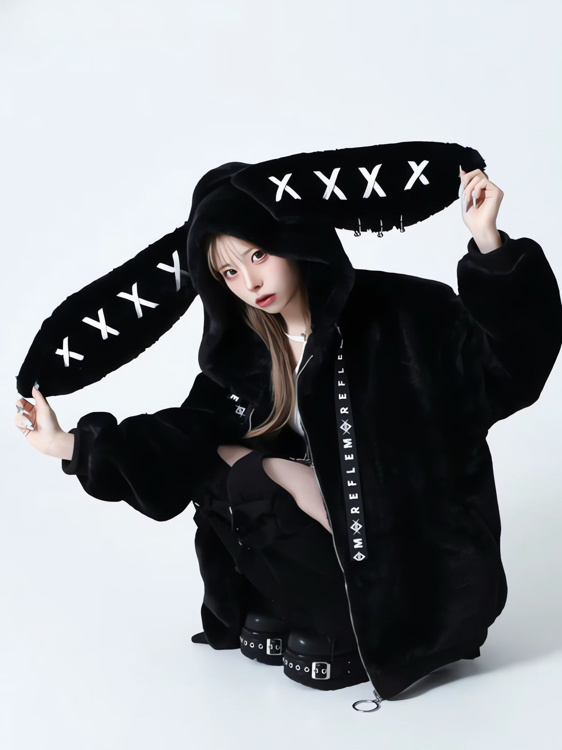 Grunge Rabbit Ear Plush Jacket - KAYSMAR