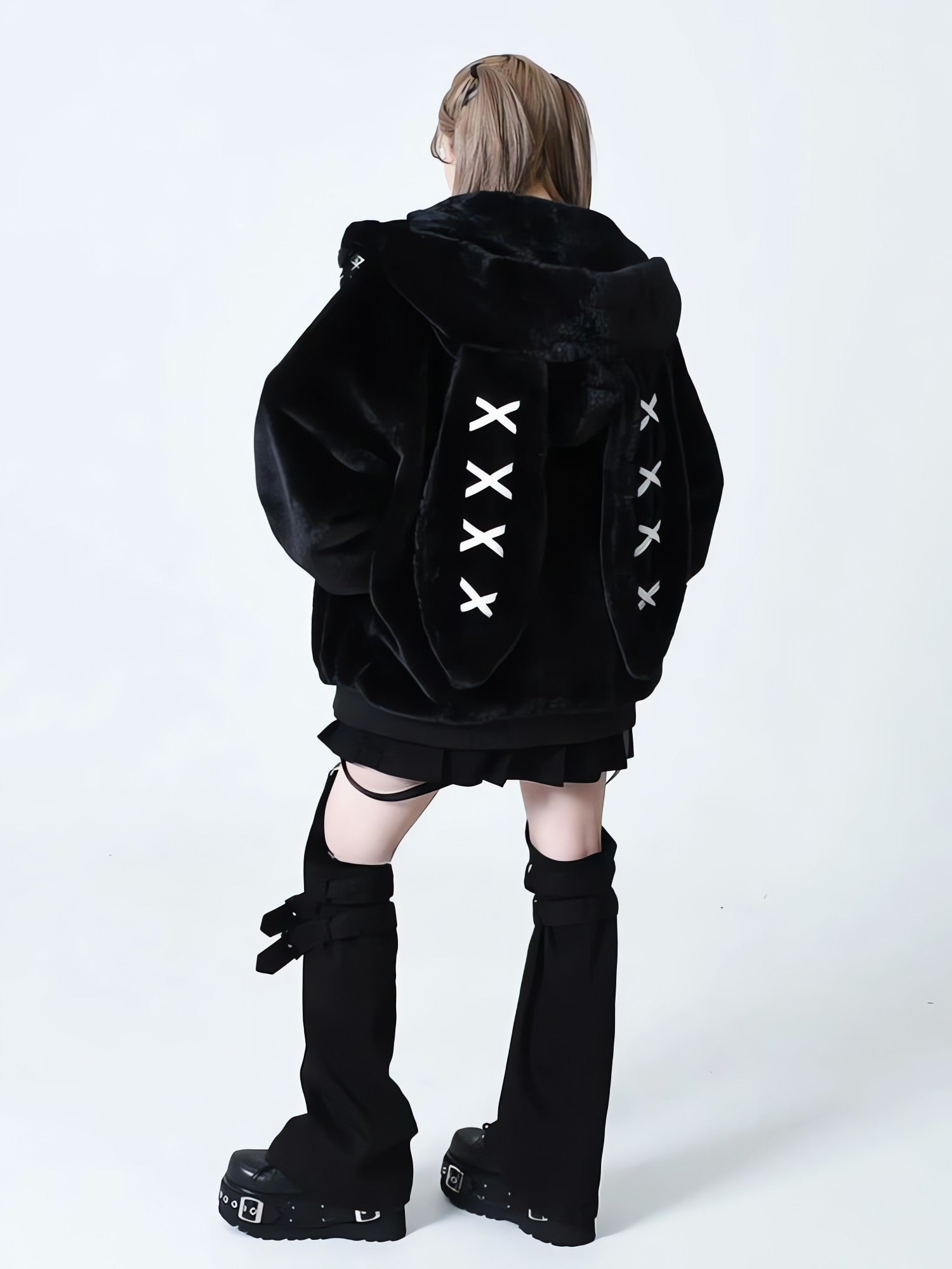 Grunge Rabbit Ear Plush Jacket - KAYSMAR
